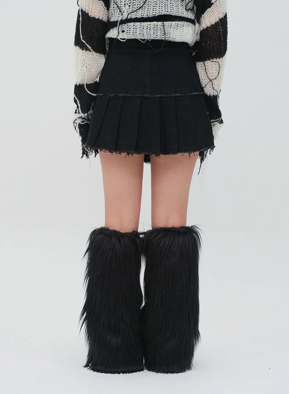 Pleated Hem Denim Skirt - Image 6
