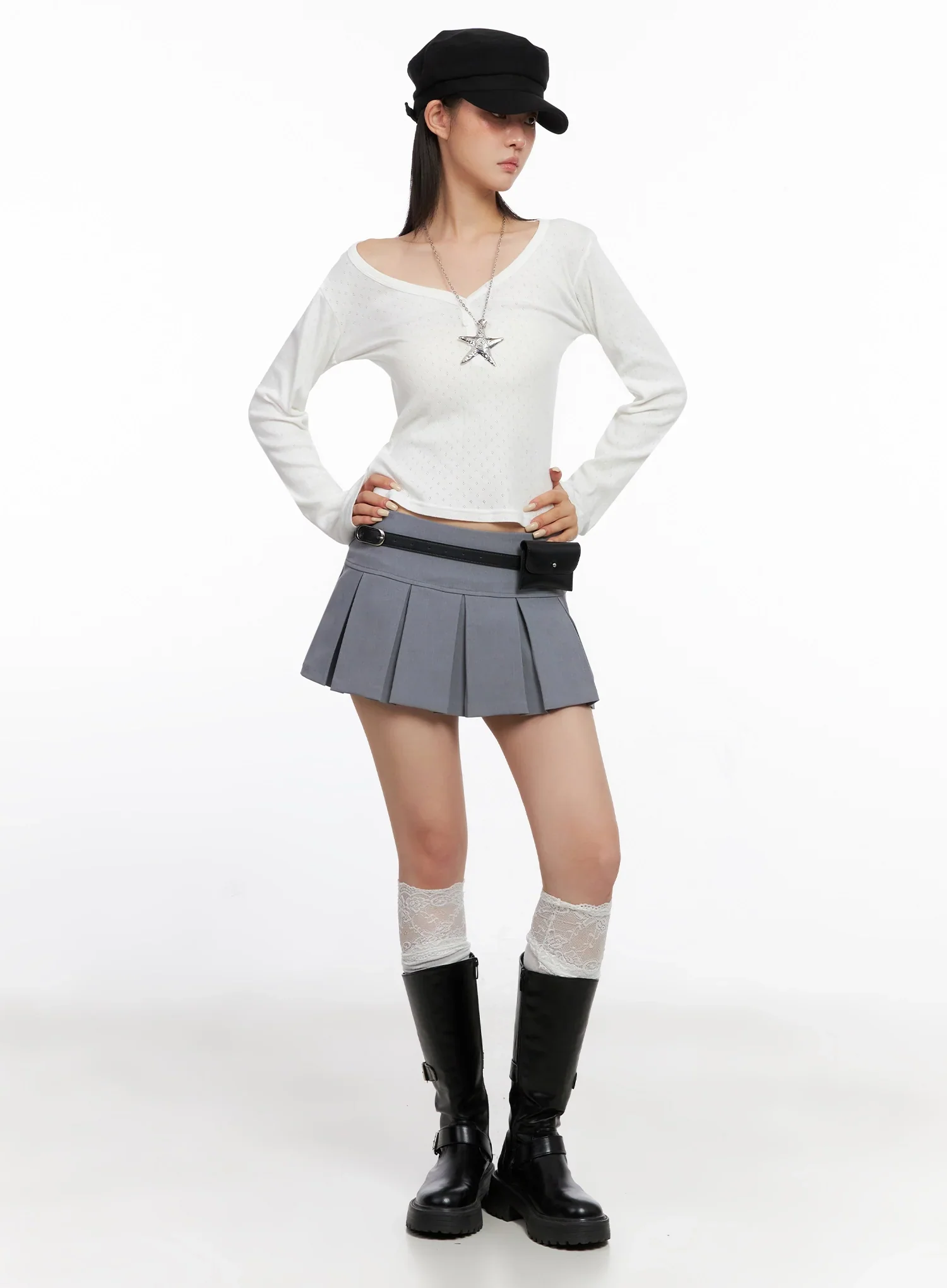 Pleated Low-Rise Mini Skirt IS515 - Image 2