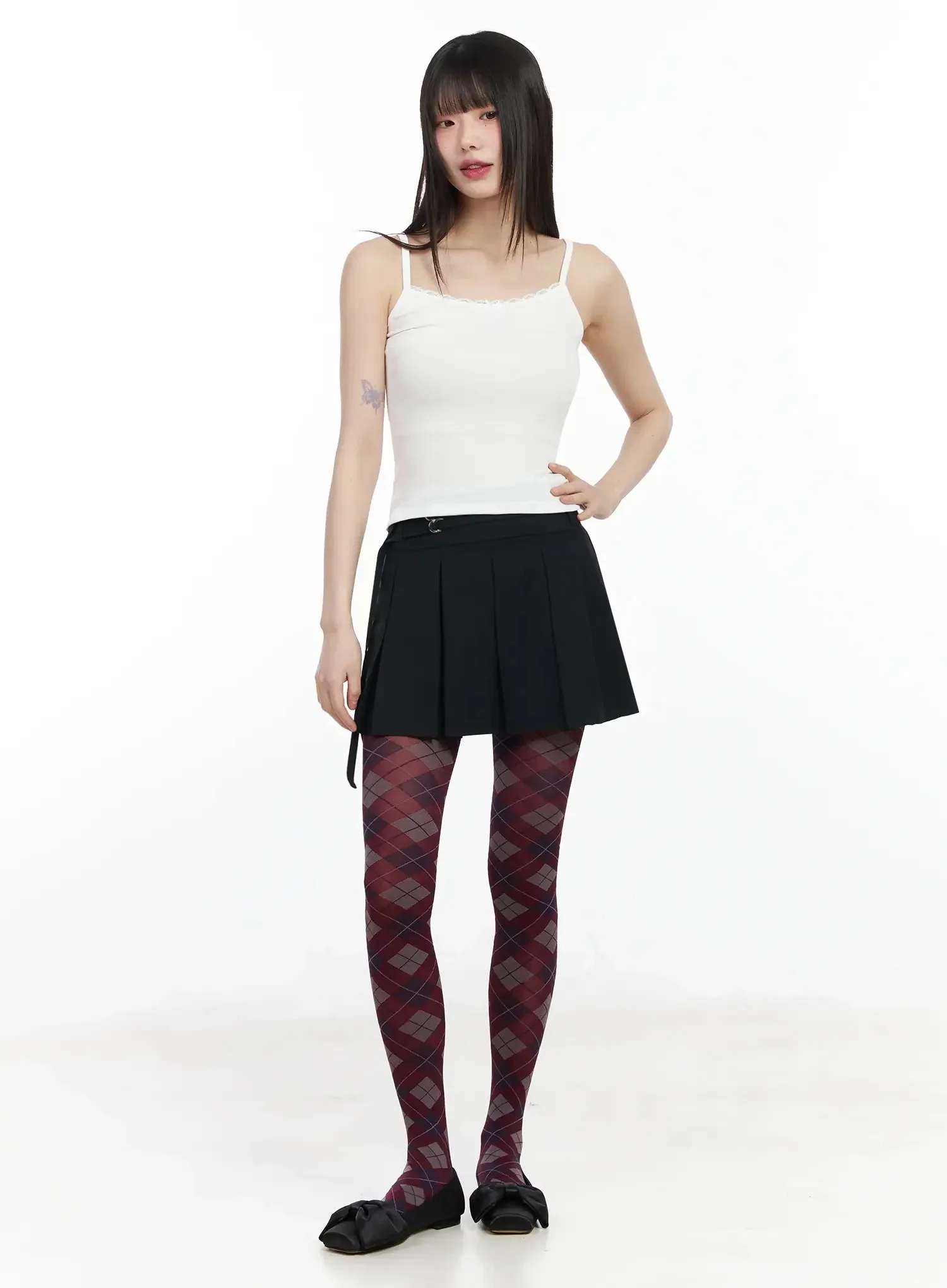 Pleated Skort with Belt Detail IM523 - Image 3