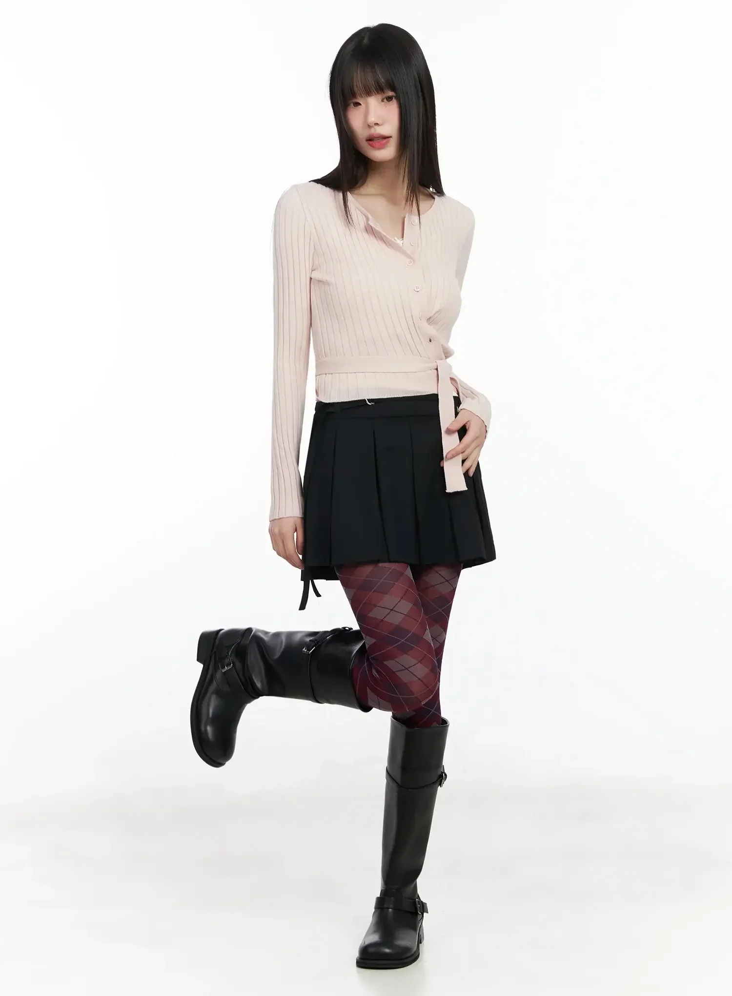 Pleated Skort with Belt Detail IM523 - Image 7