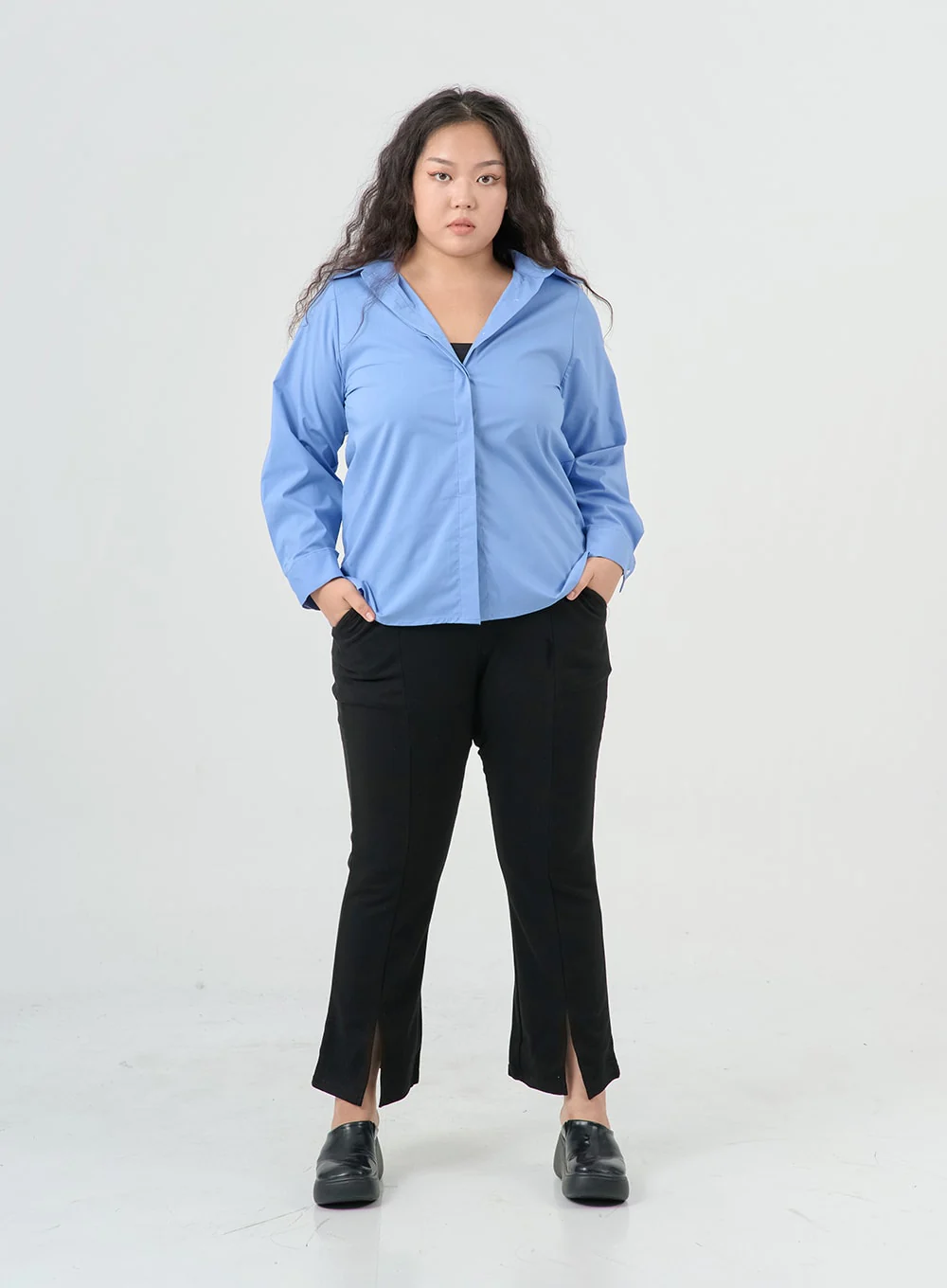 Plus Cotton Bending Bootcut Pants IS05 - Image 6