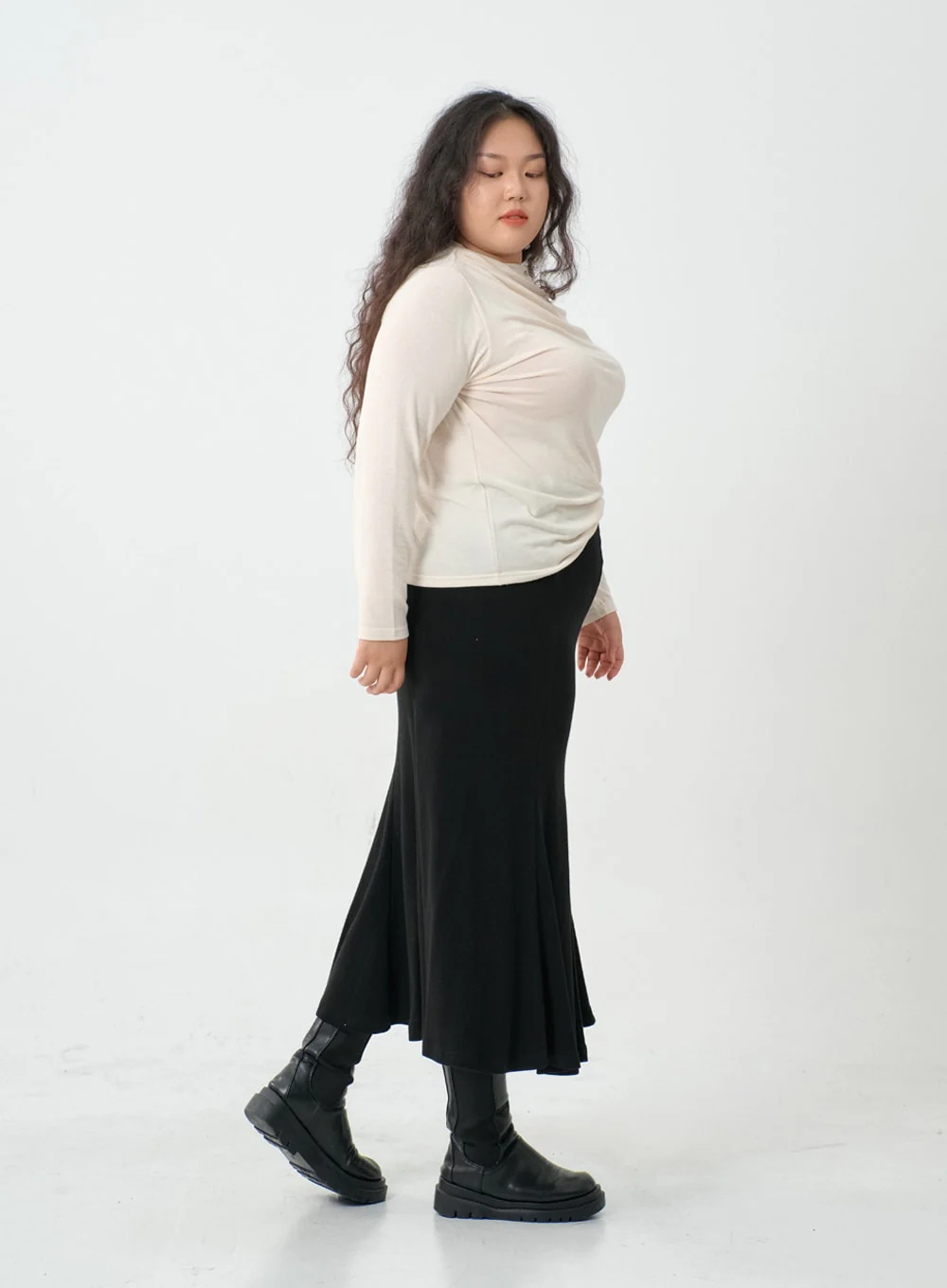 Plus Mermaid Line Long Bending Skirt IO06 - Image 9