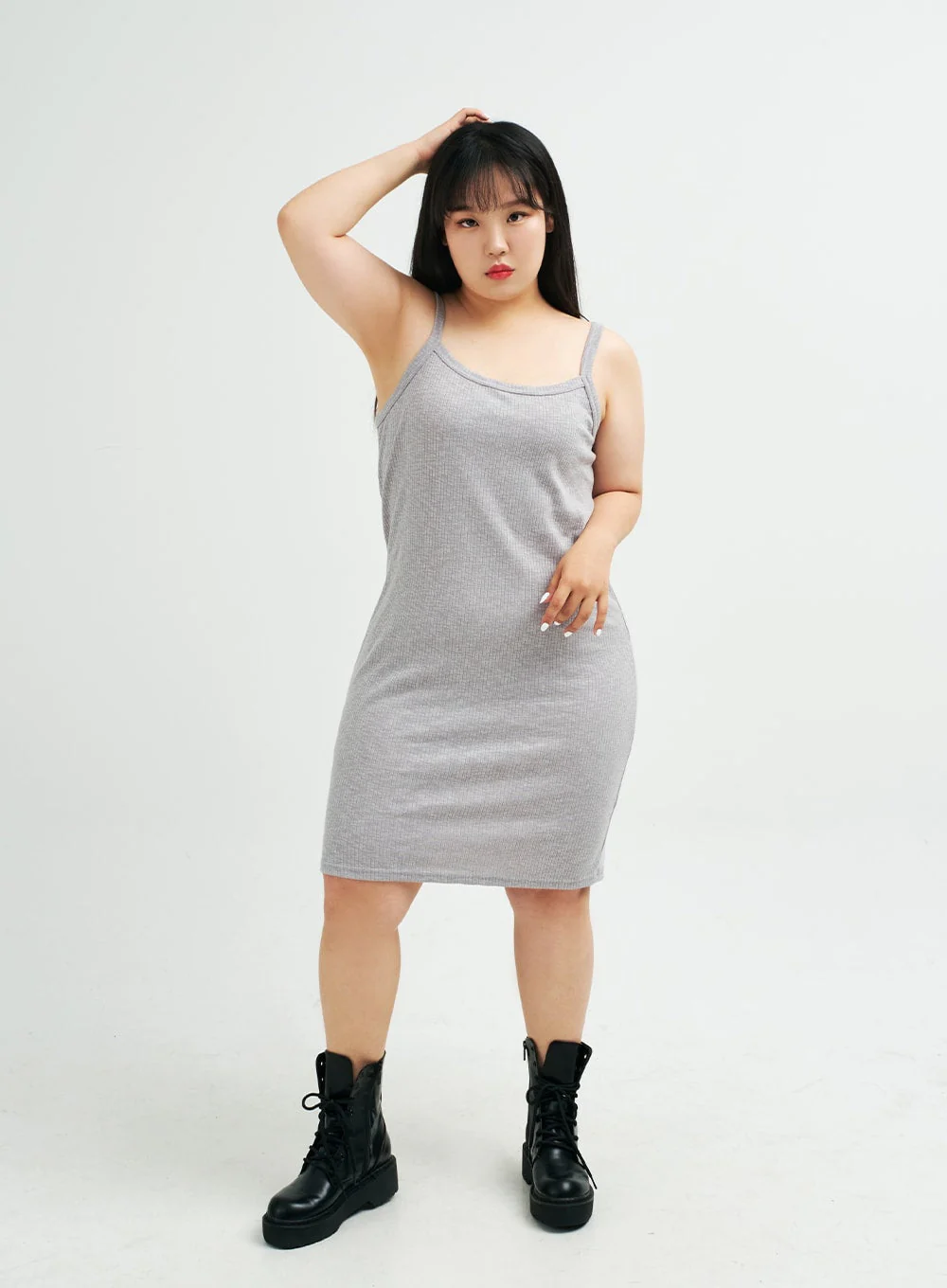 Plus Sleeveless Ribbed Midi Dress IY24 - Image 4