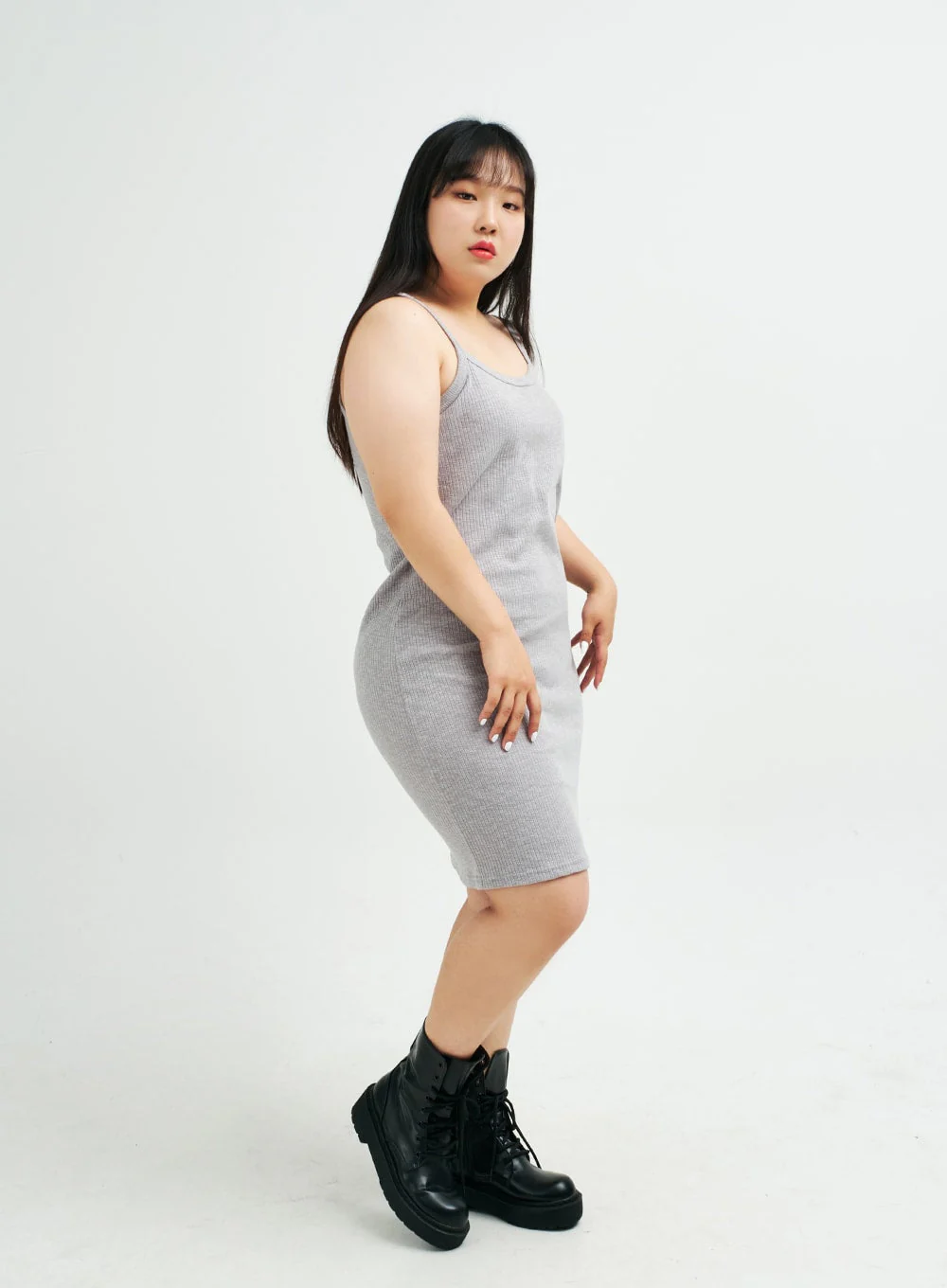 Plus Sleeveless Ribbed Midi Dress IY24 - Image 7
