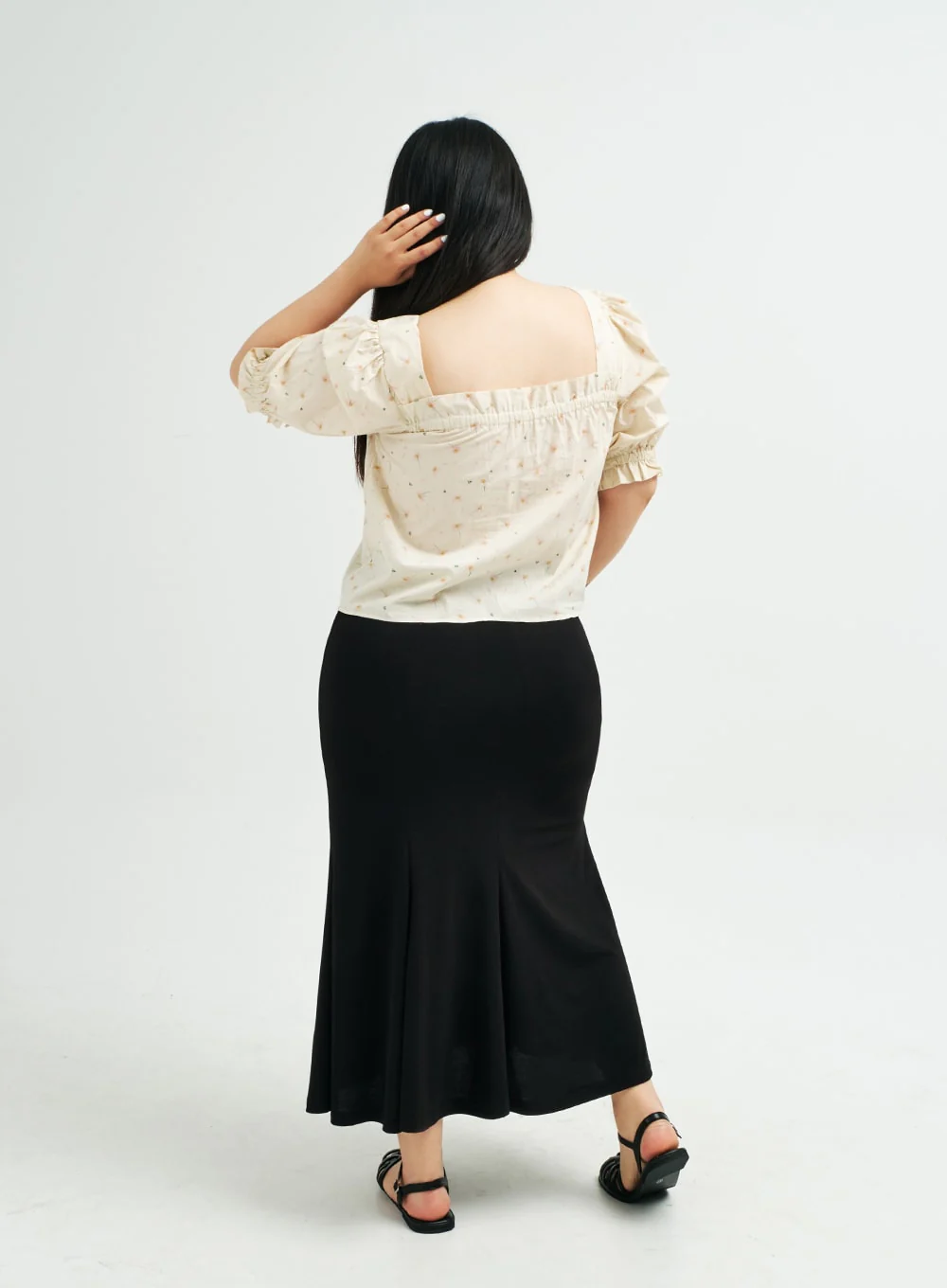 Plus Square Neck Flower Blouse IY24 - Image 6