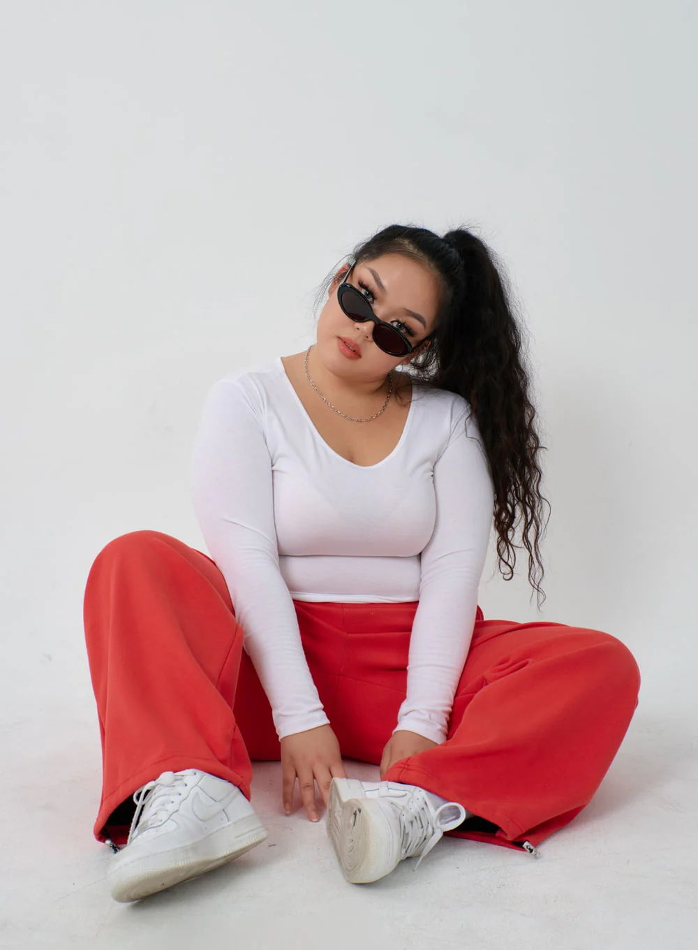 Plus U-Neck Long Sleeve Cropped Top ID27 - Image 14