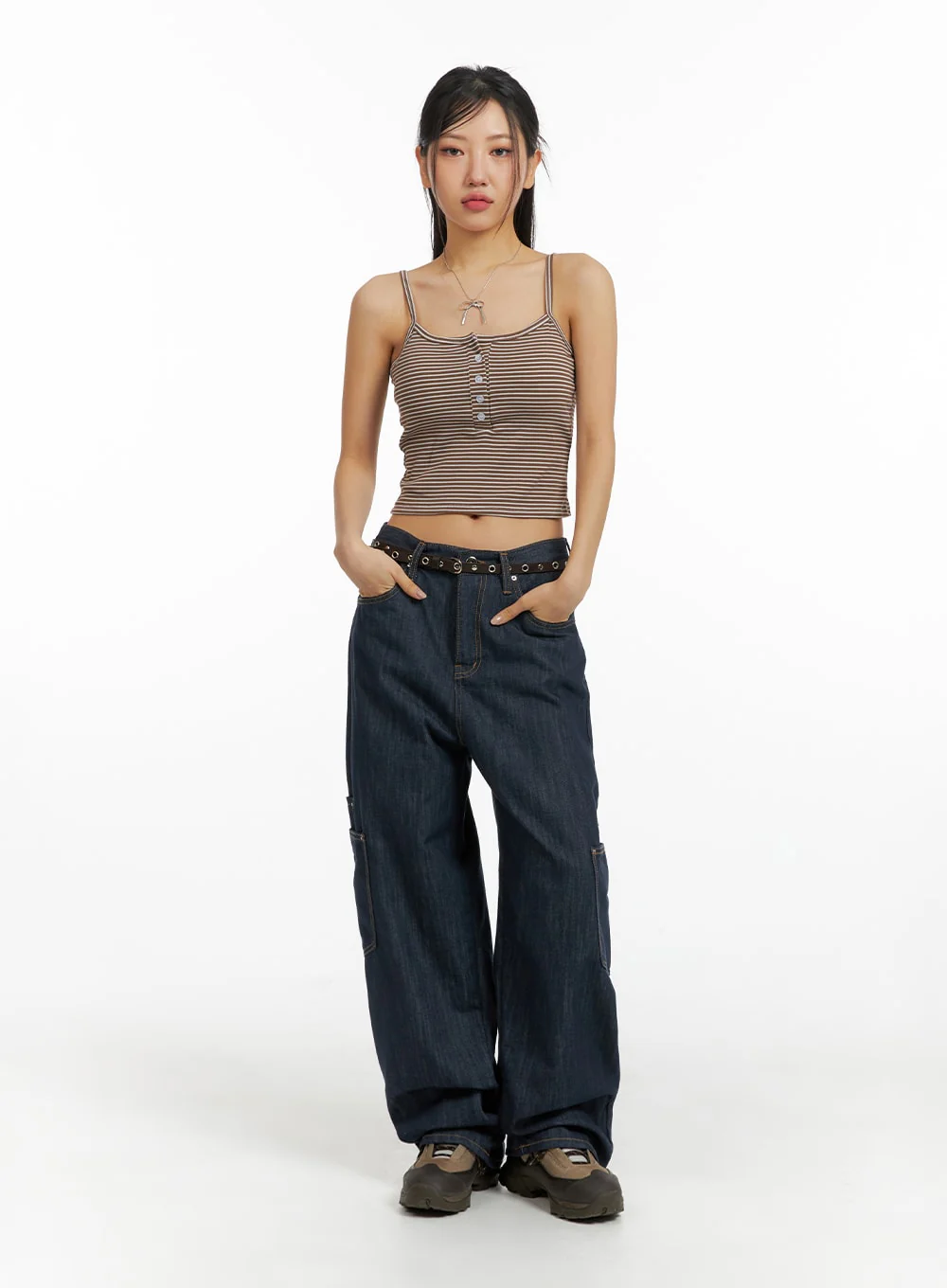 Pocketed Denim Wide Leg Jeans CF423 - Image 4