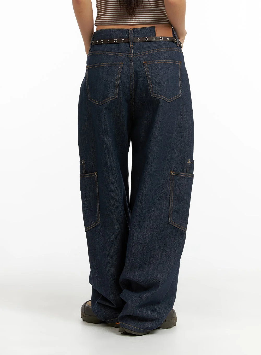 Pocketed Denim Wide Leg Jeans CF423 - Image 5