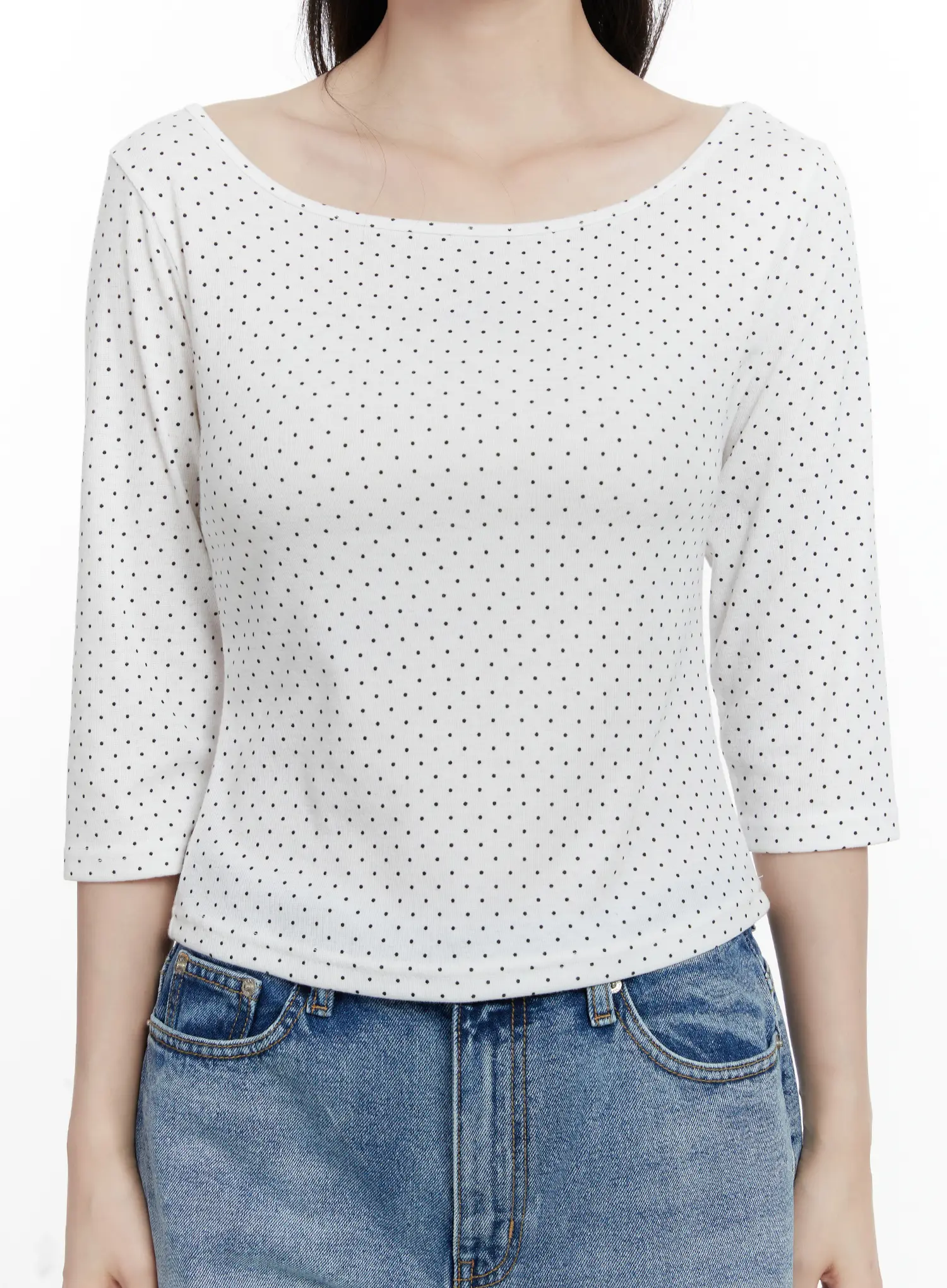 Polka Dot Boat Neck Top F502 - Image 4