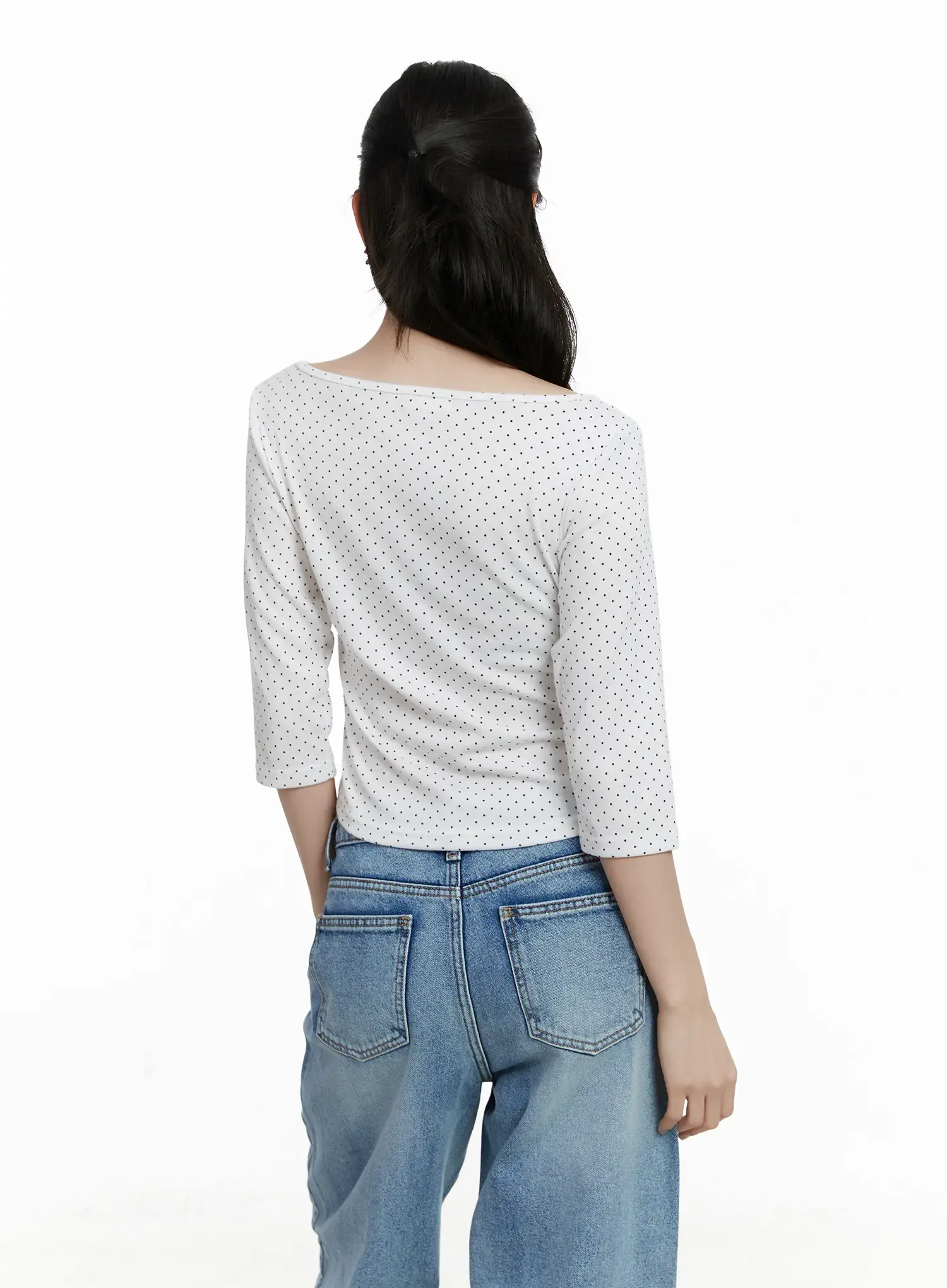 Polka Dot Boat Neck Top F502 - Image 8