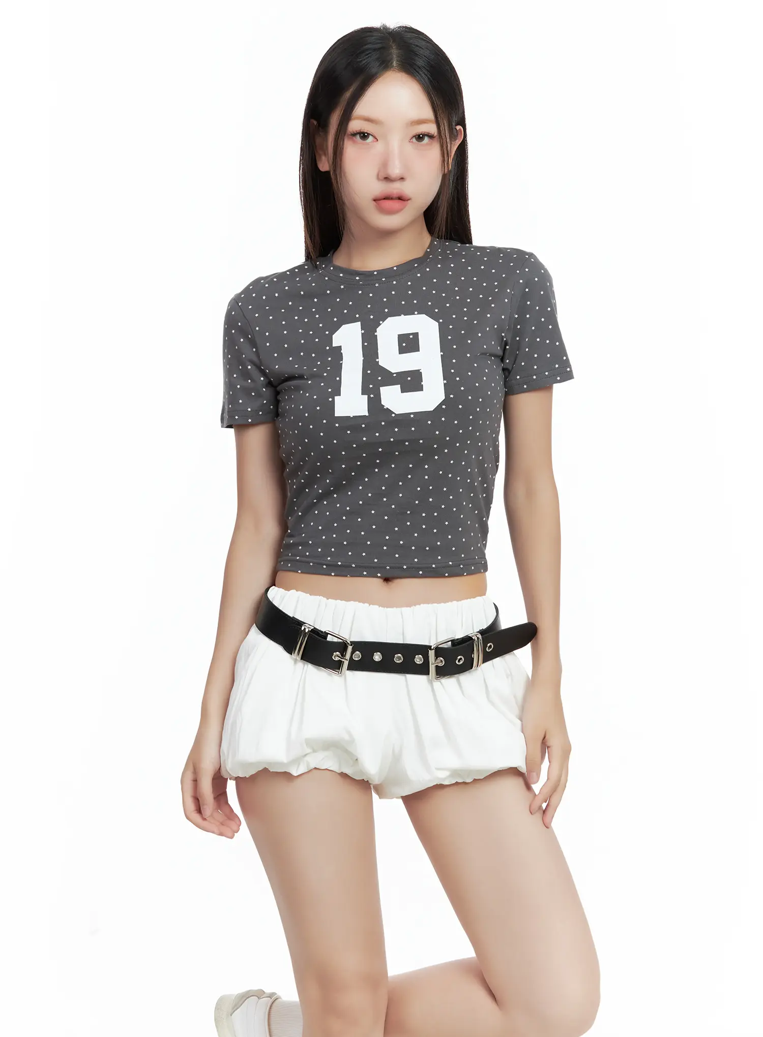 Polka Dot Graphic Crop Tee CL509 - Image 2