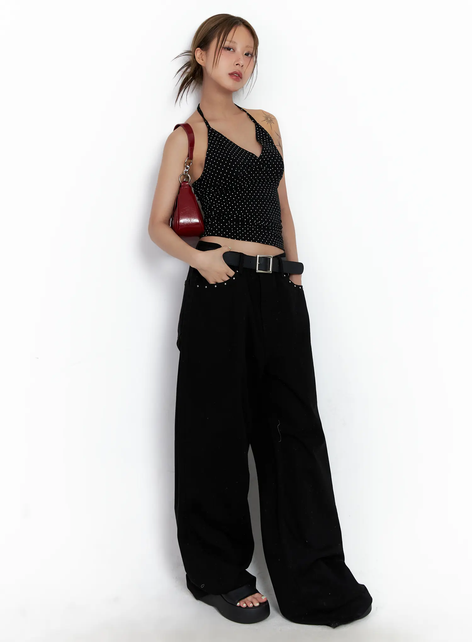 Polka Dot Halter V-Neck Sleeveless Top CL511 - Image 3