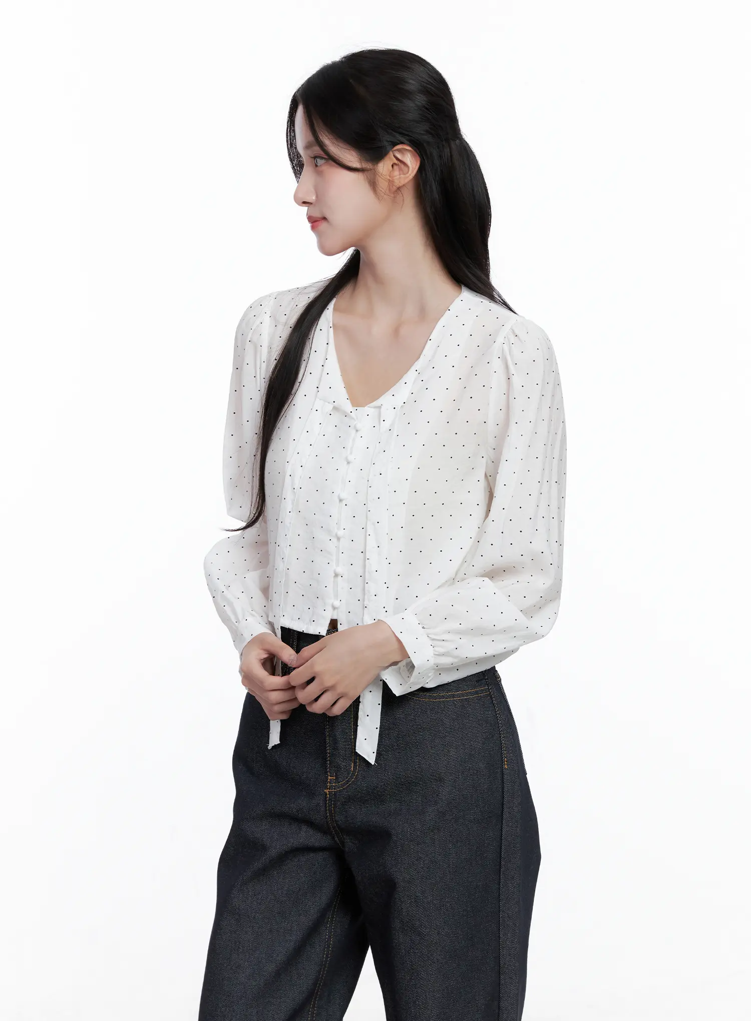 Polka Dot Long Sleeve Blouse CS519 - Image 4