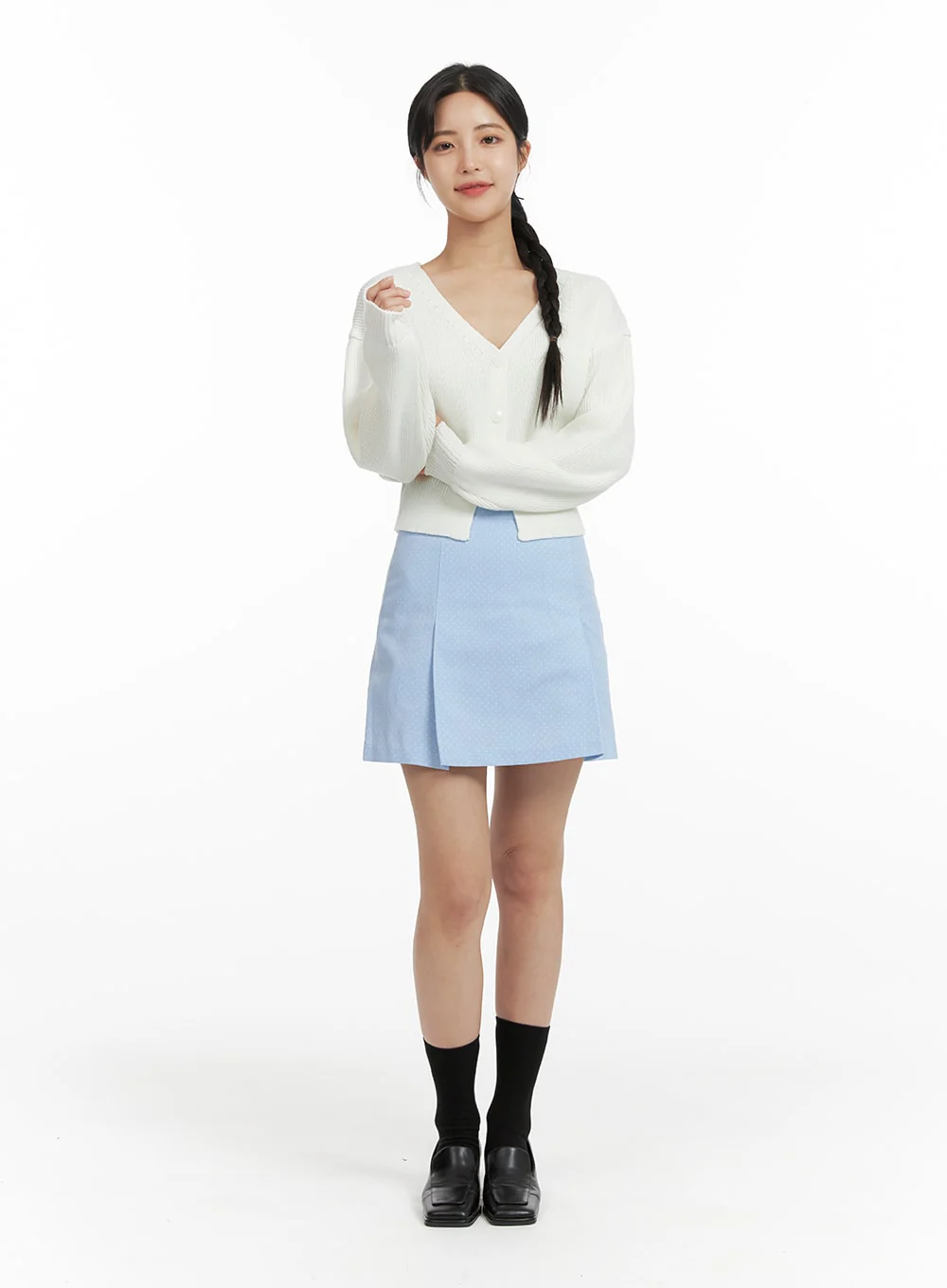 Polka Dot Pintuck Mini Skirt OF422 - Image 6