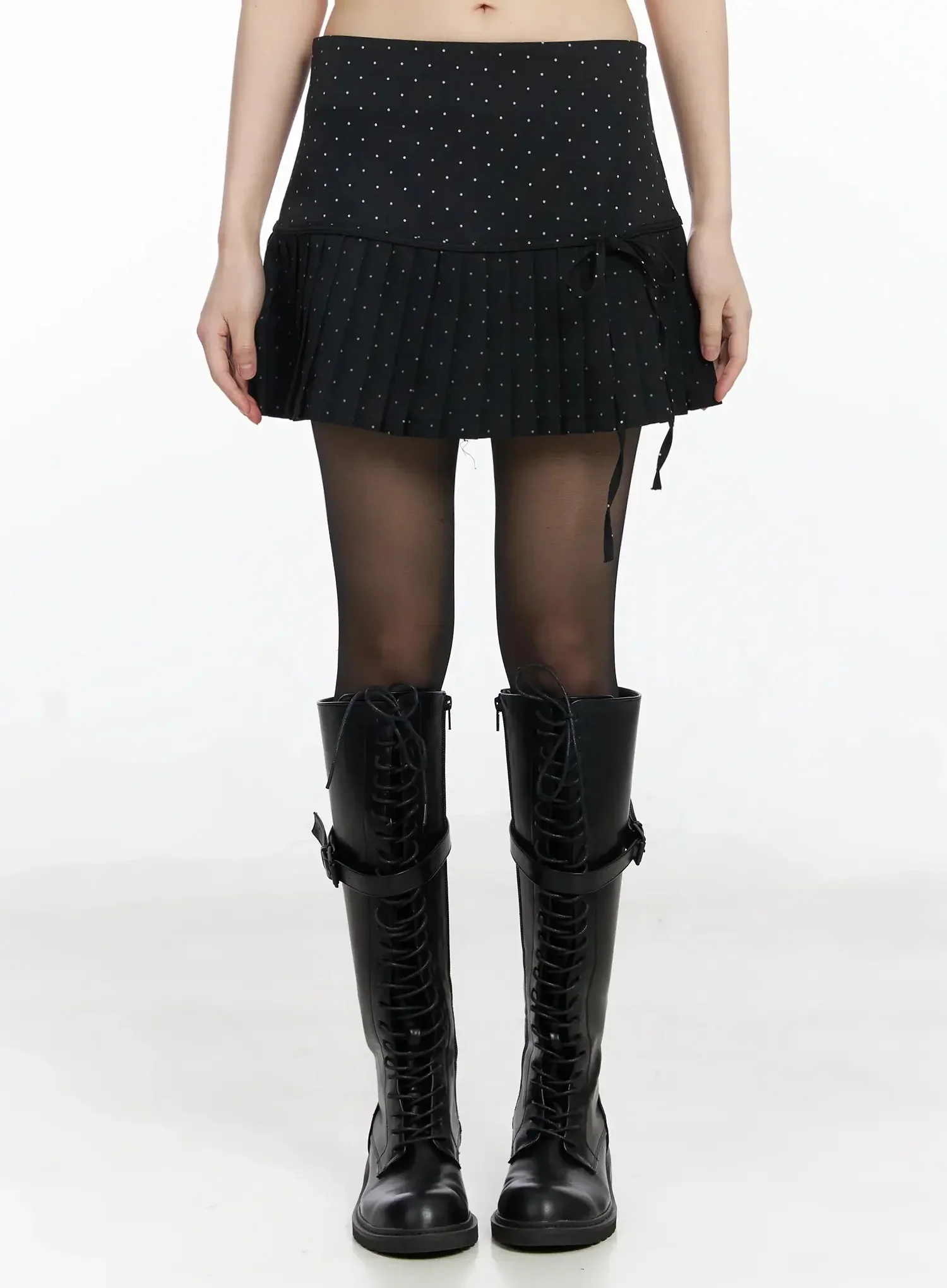 Polka Dot Pleated Mini Skirt IF505