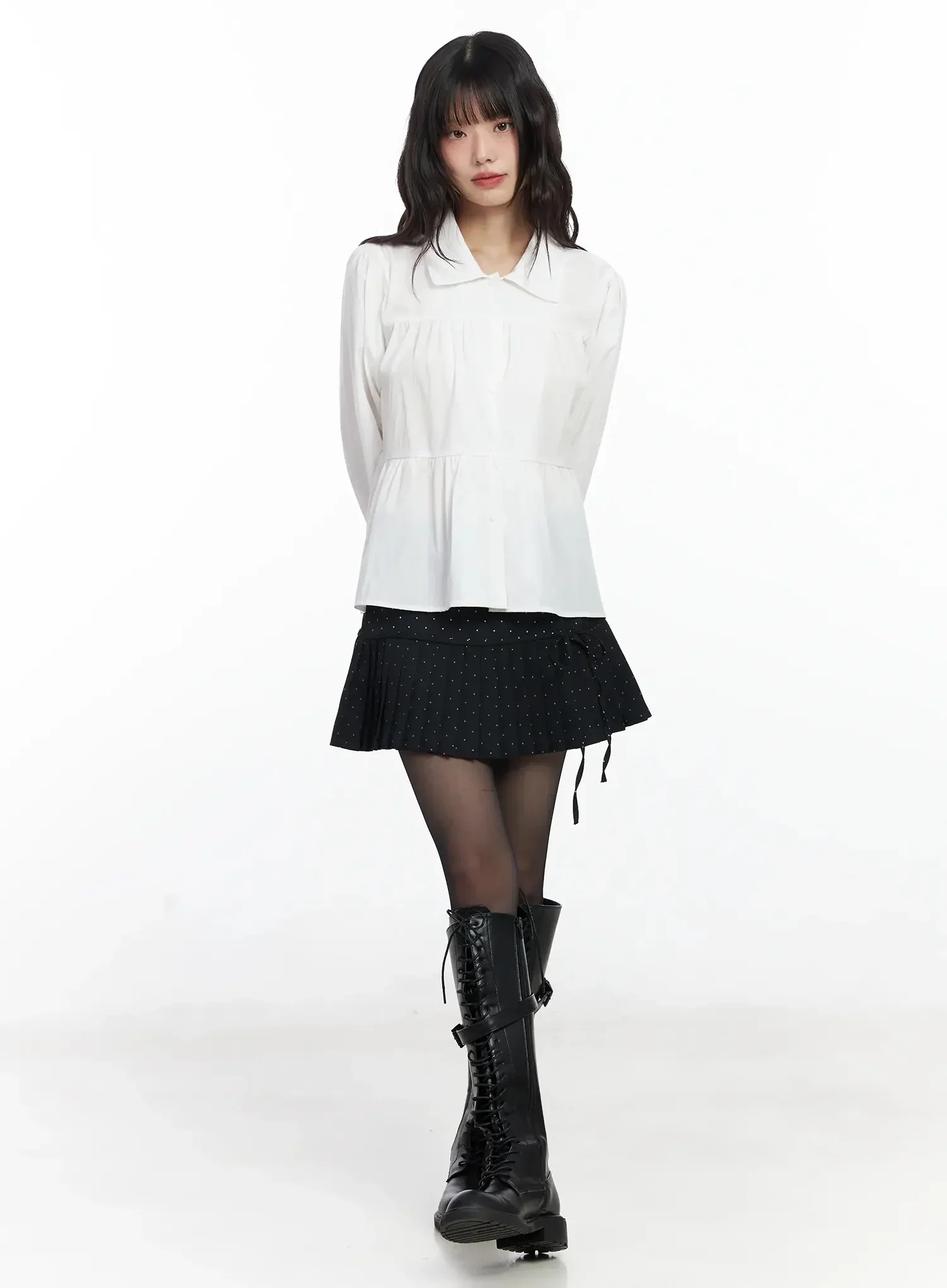 Polka Dot Pleated Mini Skirt IF505 - Image 7