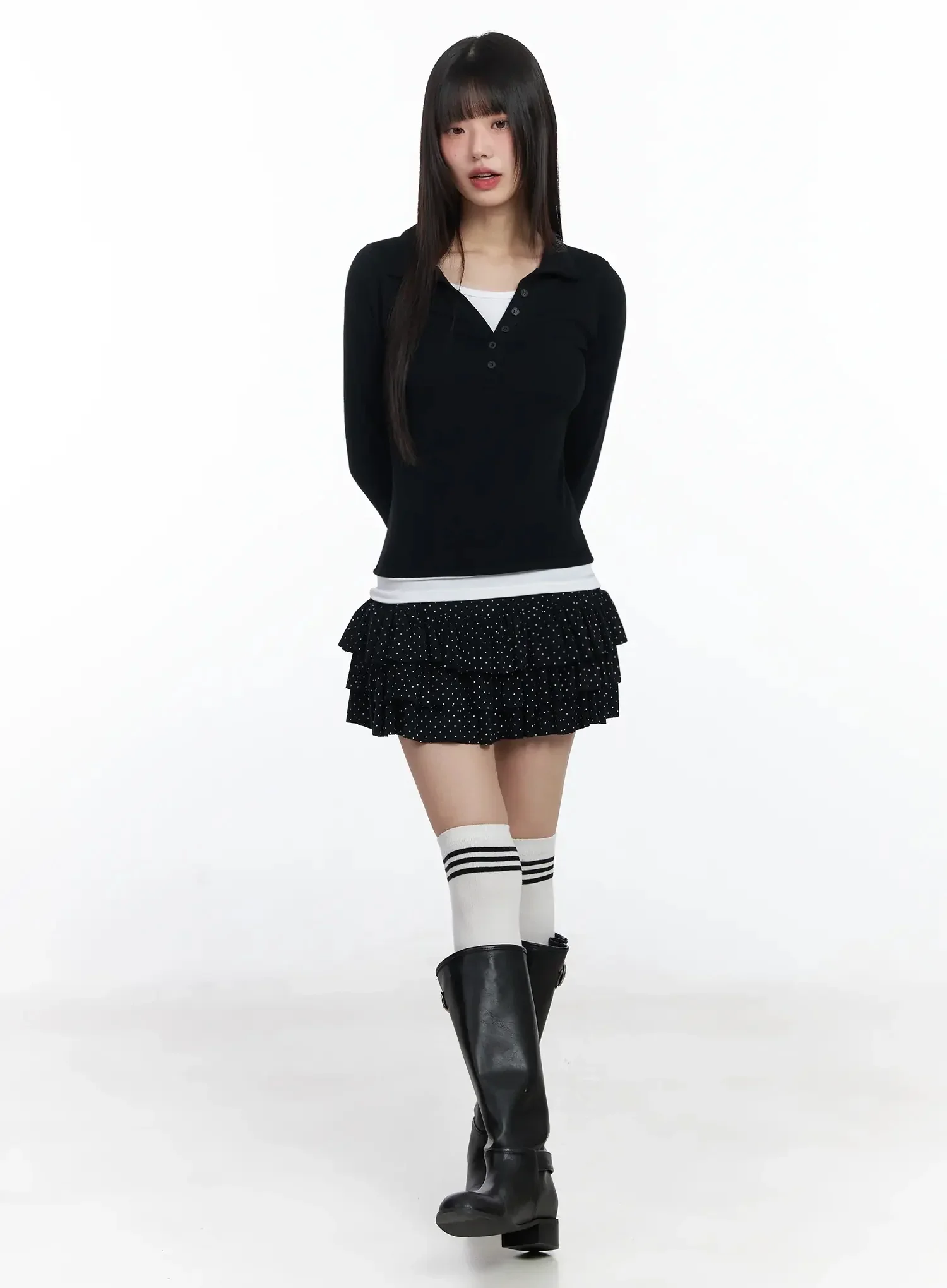 Polka Dot Ruffle Mini Skirt IF505 - Image 11
