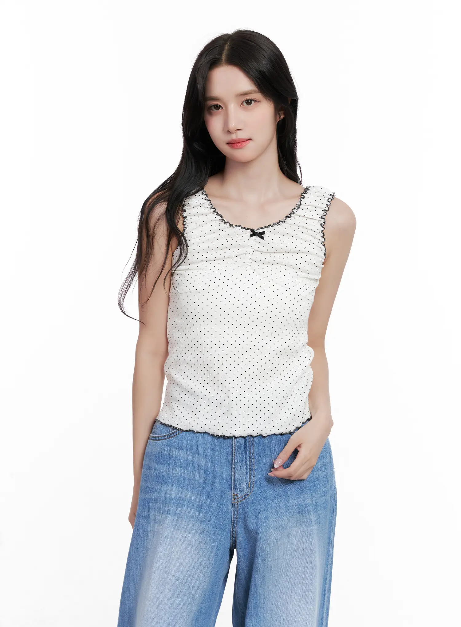 Polka Dot Ruffle Scrunch Top CL516 - Image 10