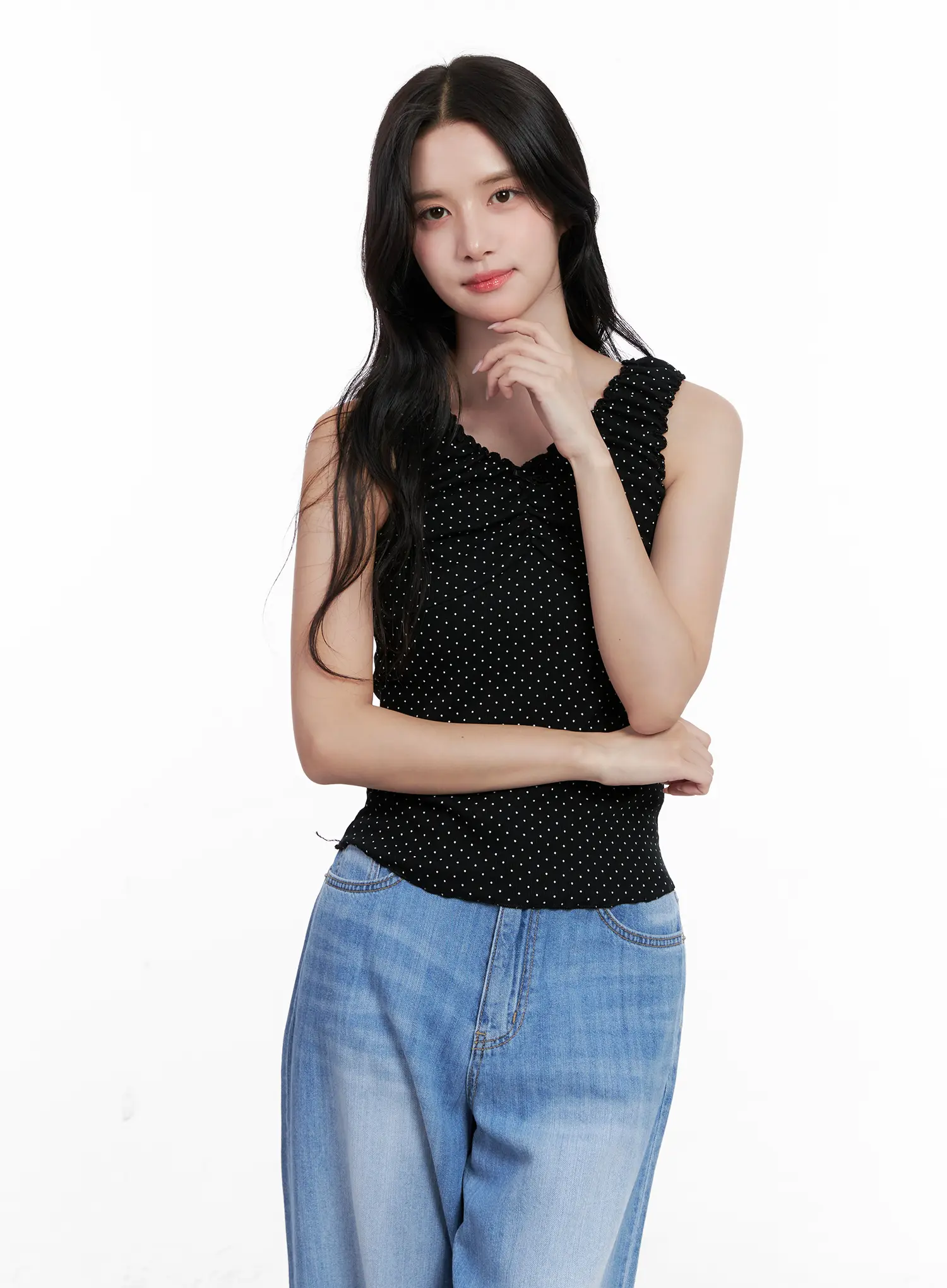 Polka Dot Ruffle Scrunch Top CL516 - Image 11