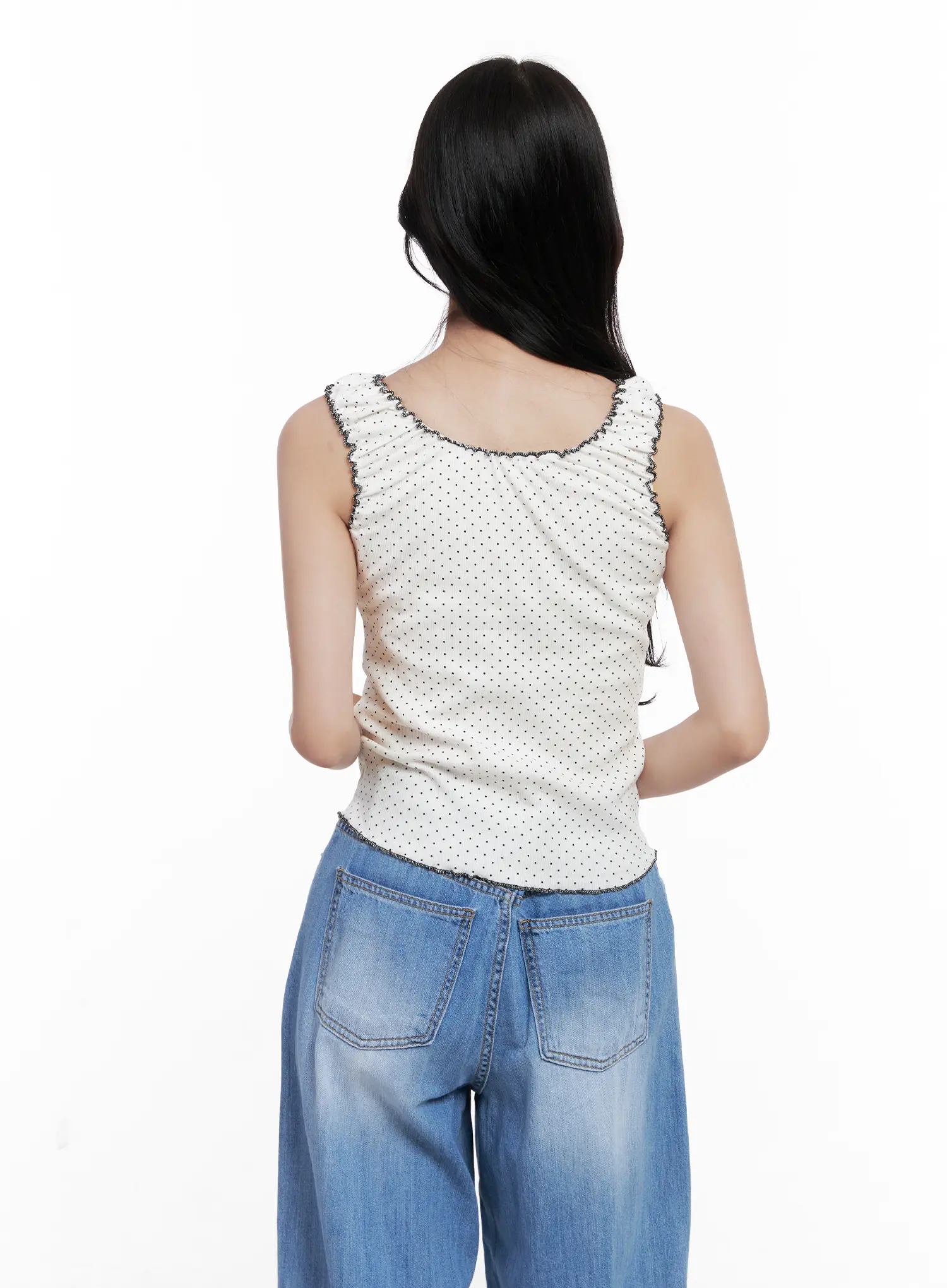 Polka Dot Ruffle Scrunch Top CL516 - Image 7