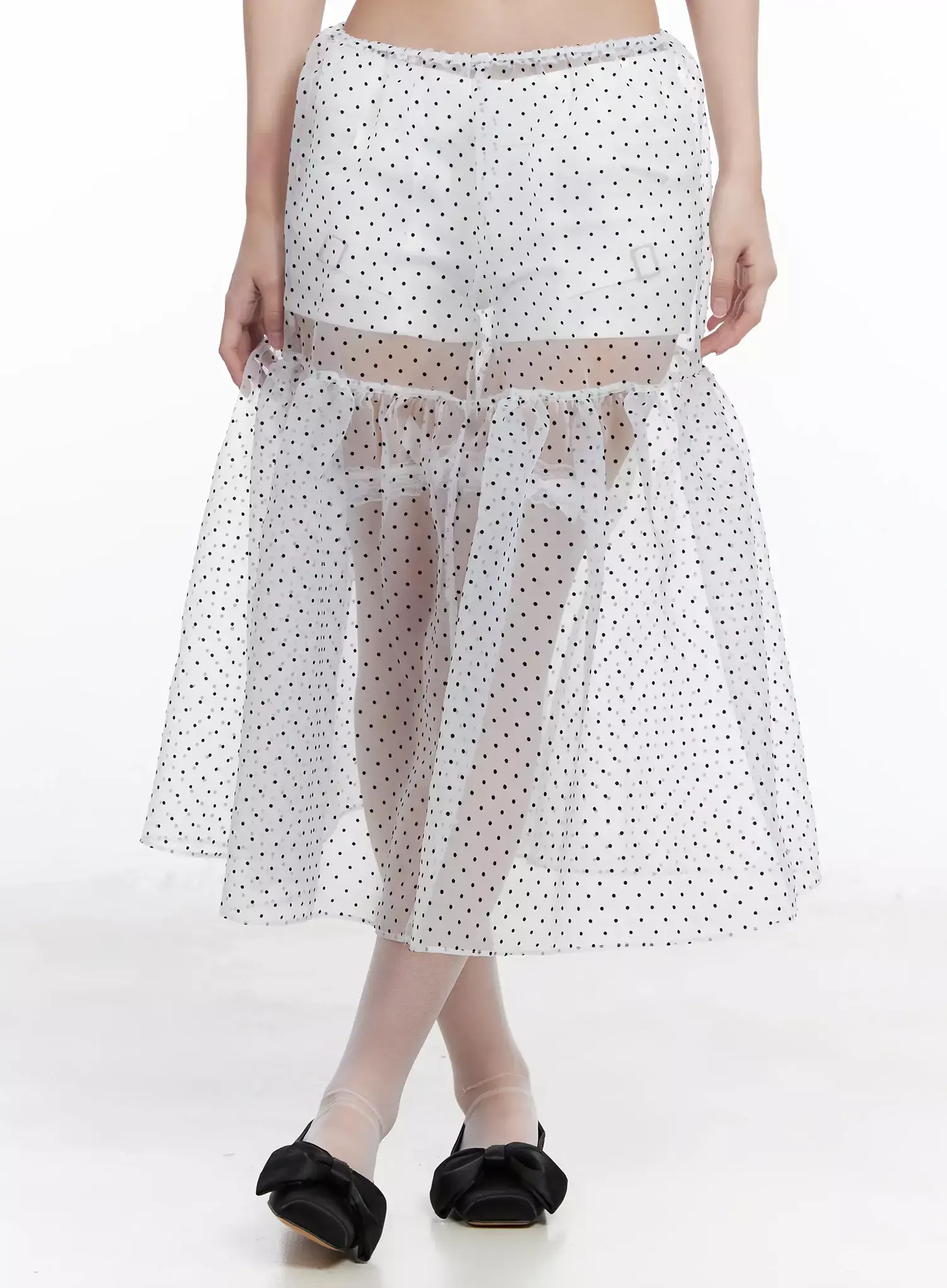 Polka Dot Sheer Midi Skirt IM504 - Image 5