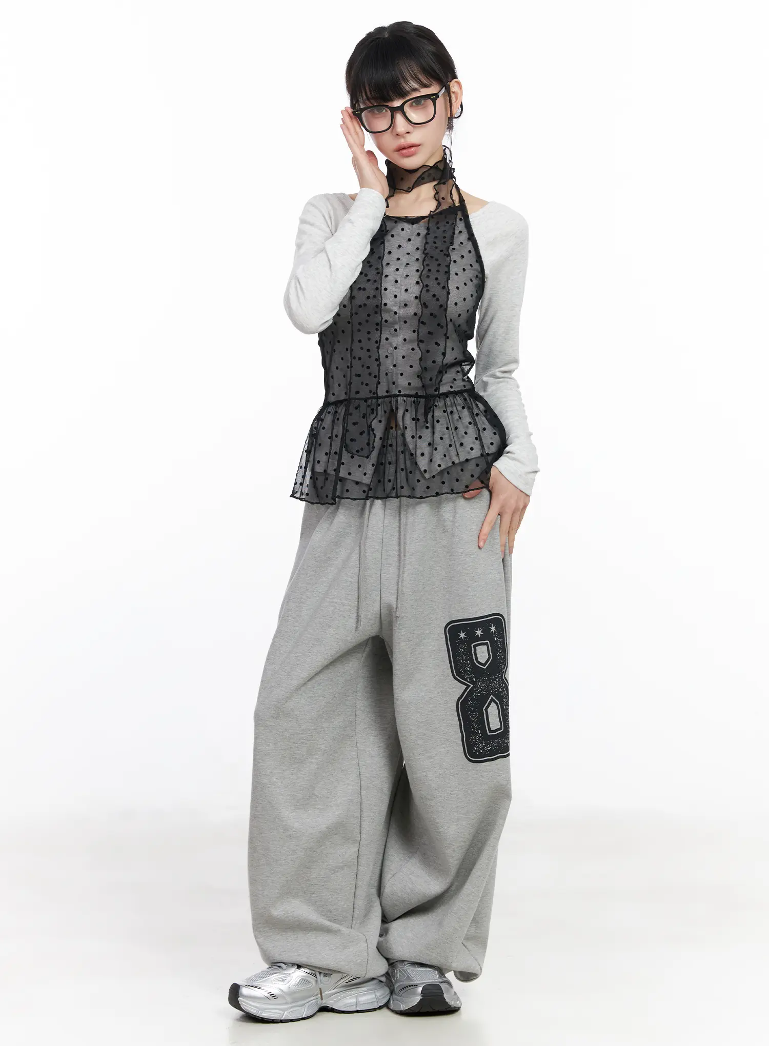 Polka Dot Sheer Tank Top and Scarf CF518