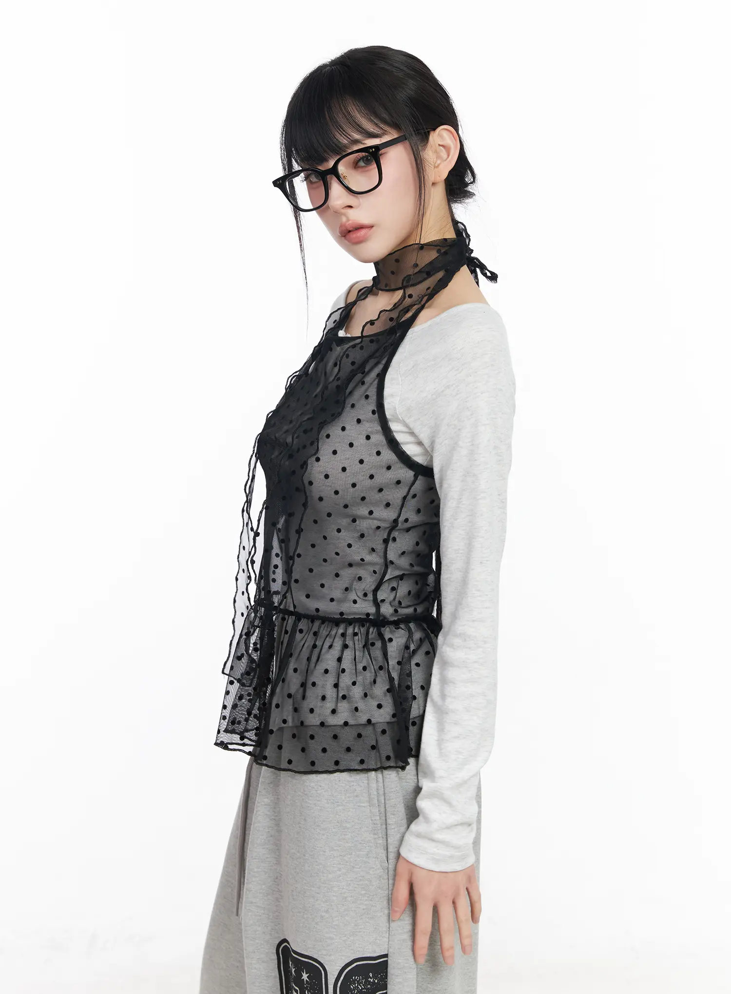Polka Dot Sheer Tank Top and Scarf CF518 - Image 6