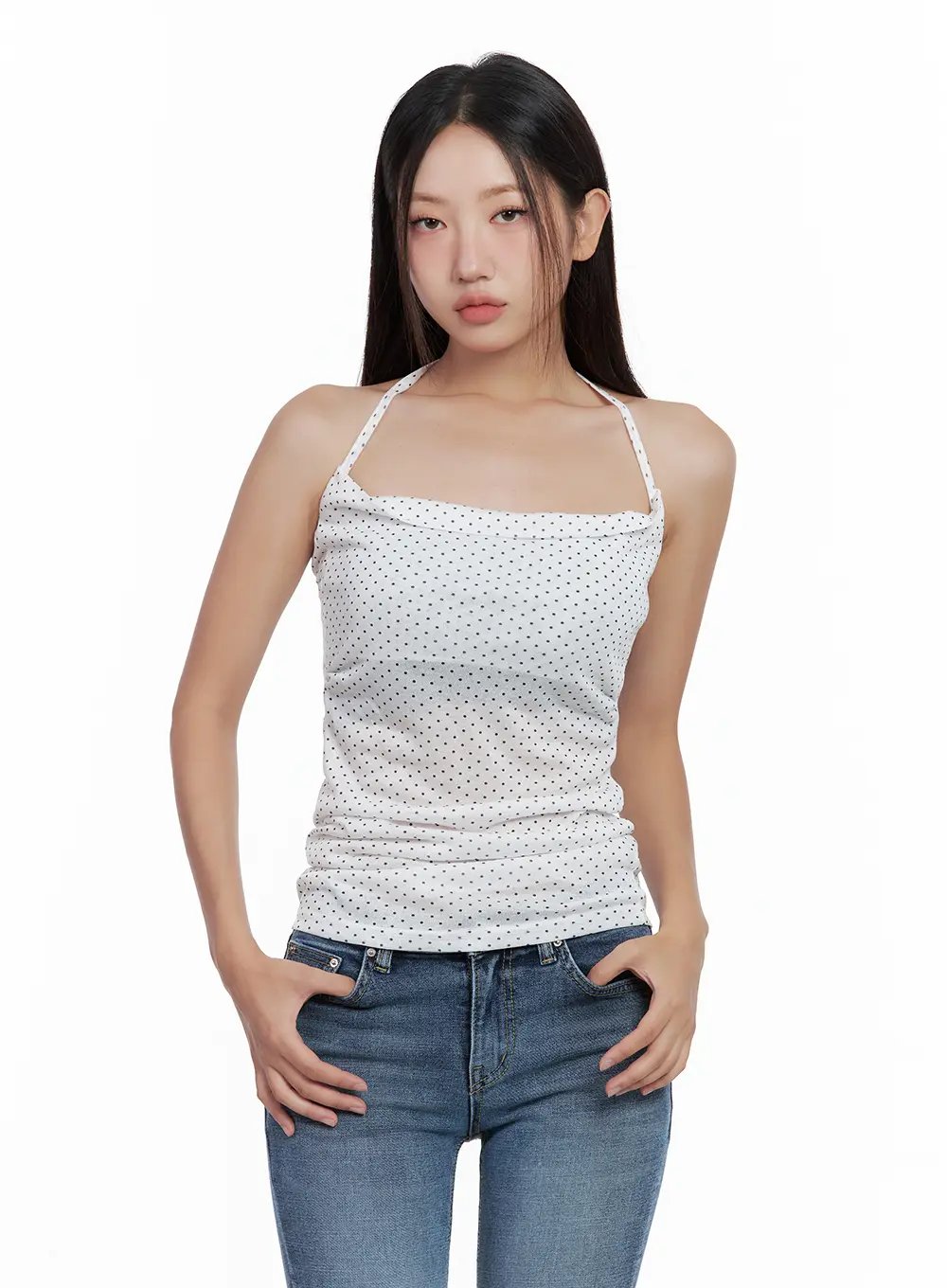 Polka Dot Square-Neck Halter Top CL508 - Image 2