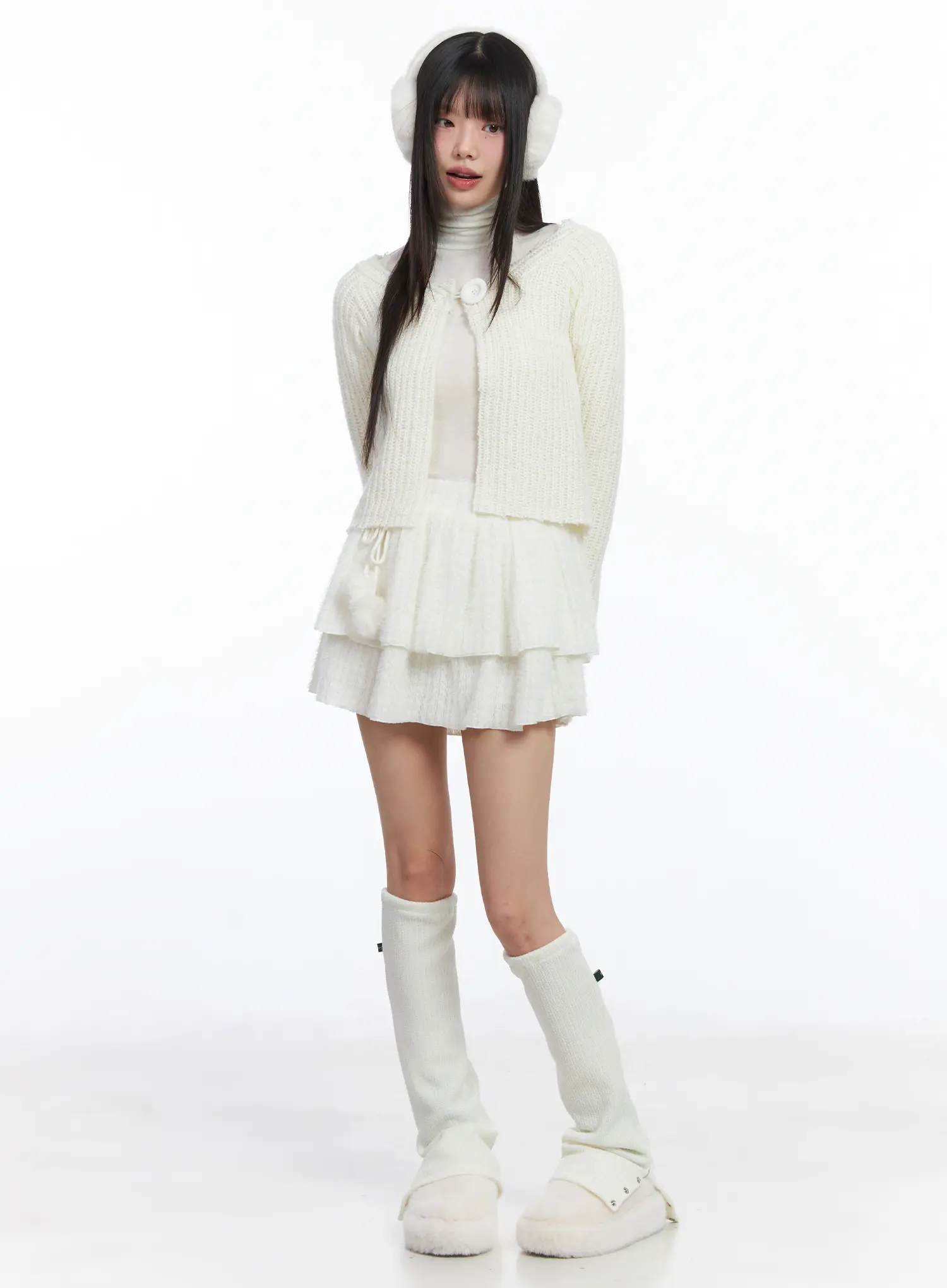 Pom-Pom Ribbon Tiered Mini Skirt CD526