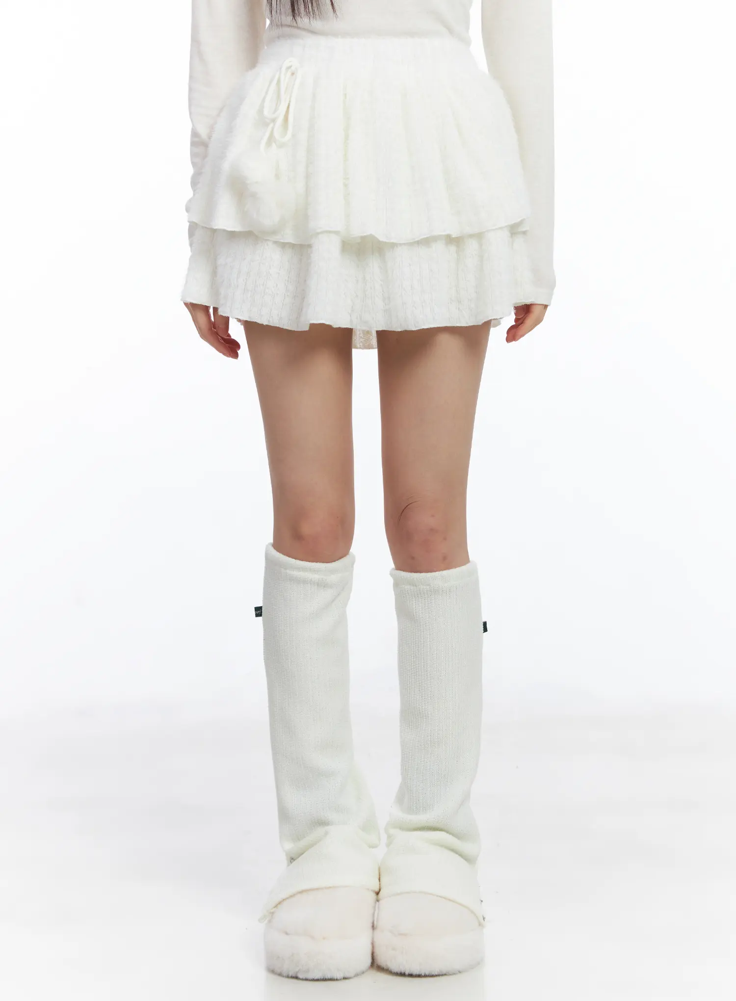 Pom-Pom Ribbon Tiered Mini Skirt CD526 - Image 2