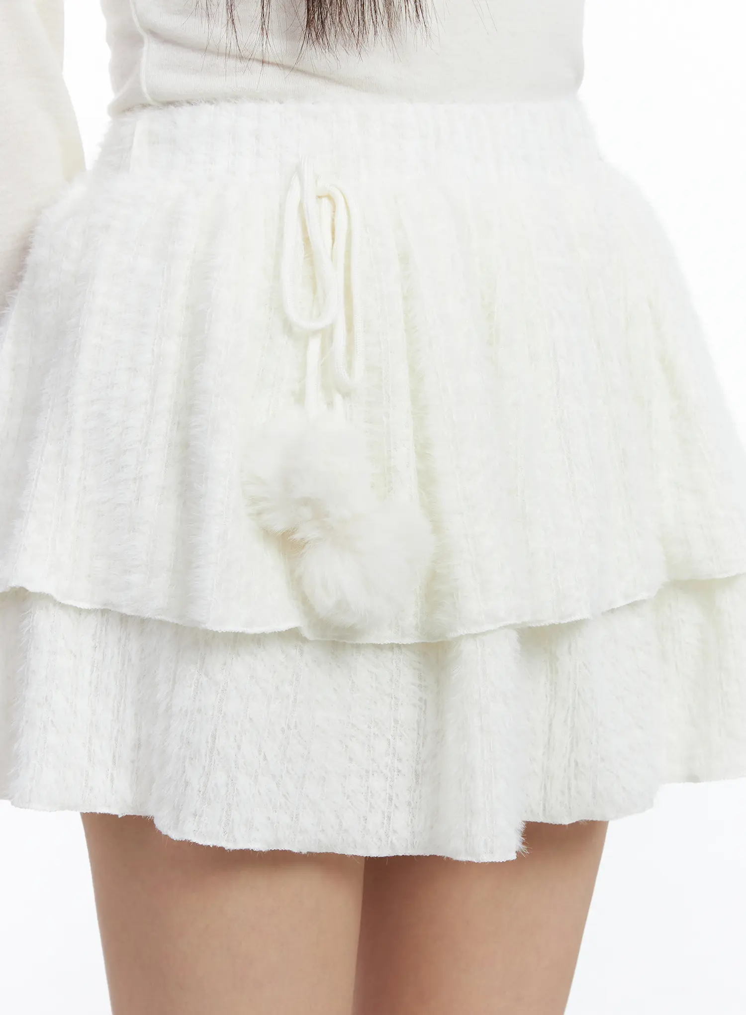 Pom-Pom Ribbon Tiered Mini Skirt CD526 - Image 3