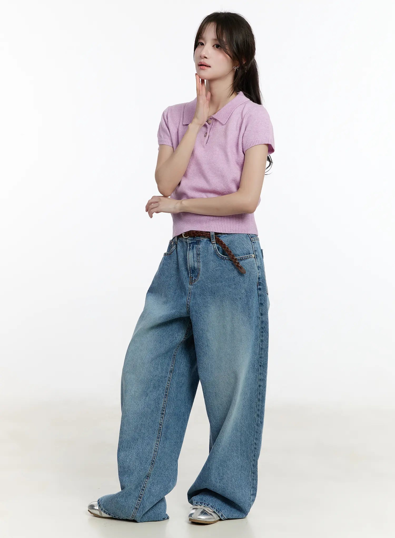 Puff Sleeve Collared Short Sleeve Top CM505 - Image 9