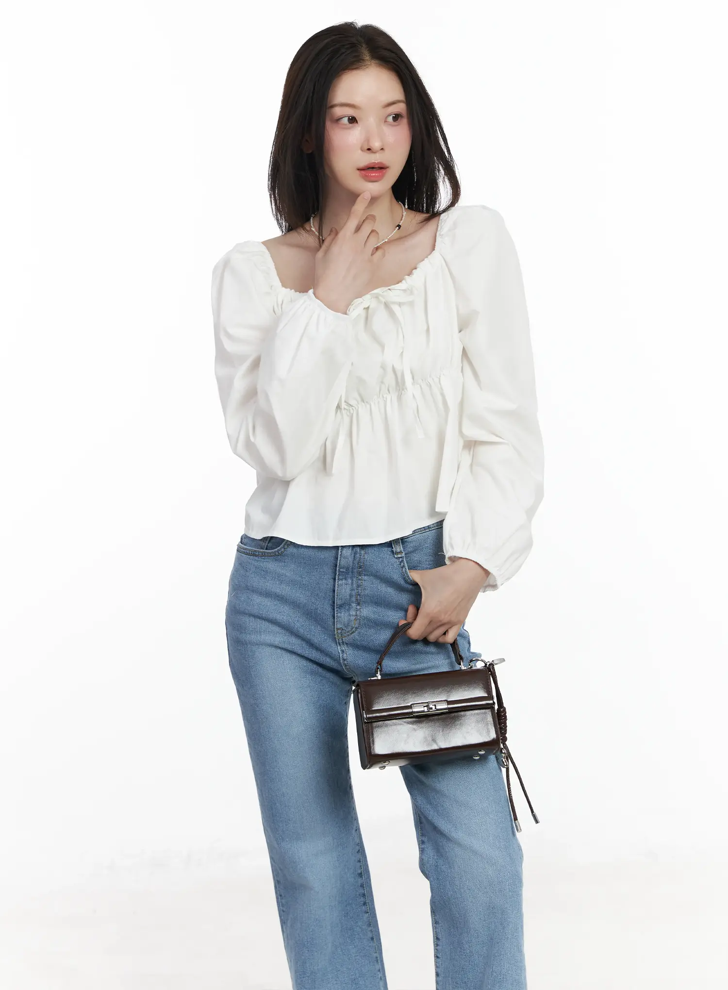 Puff-Sleeve Cotton Blouse IF520