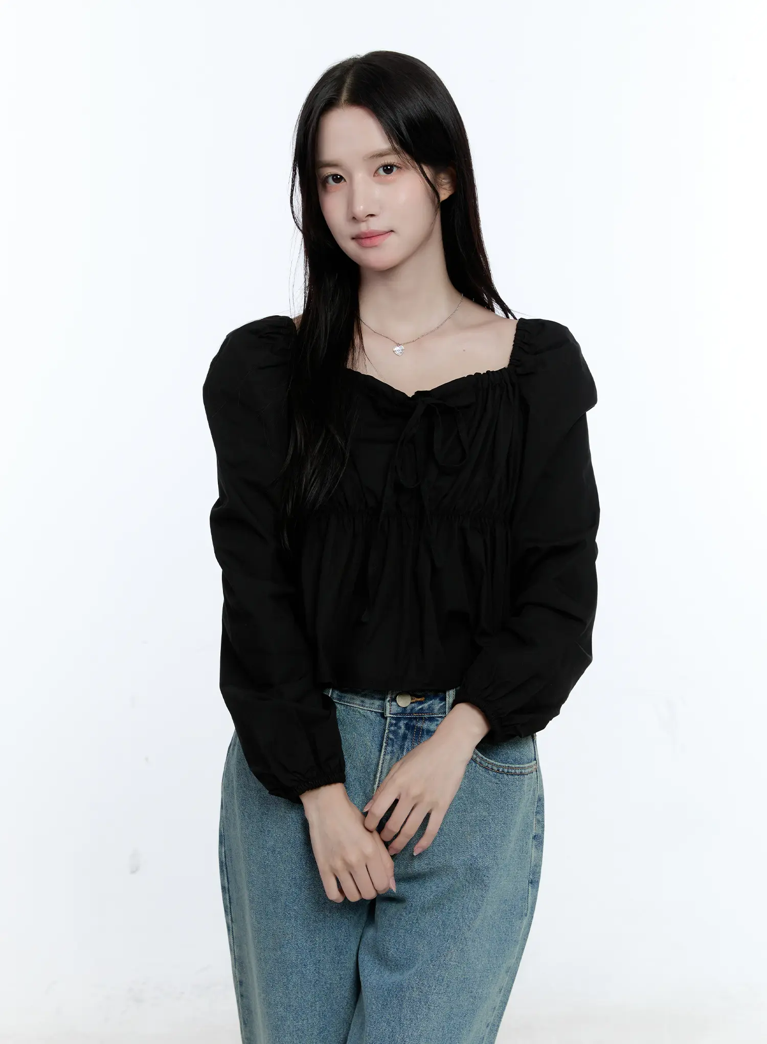 Puff-Sleeve Shirred Blouse CG512 - Image 13