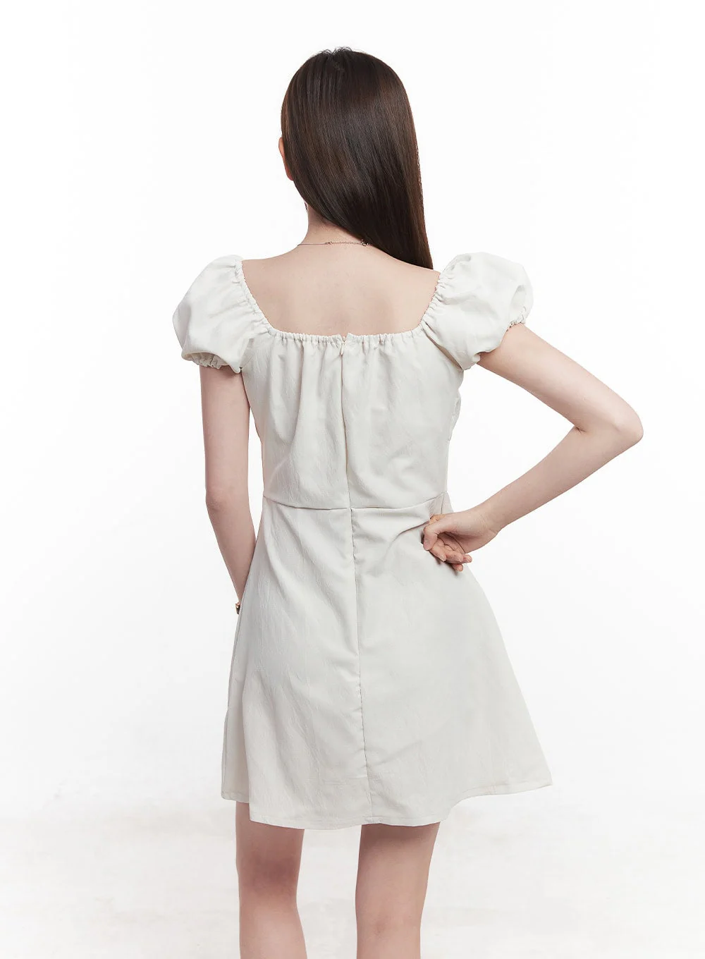 Puff-Sleeve Shirring Mini Dress CY515 - Image 8