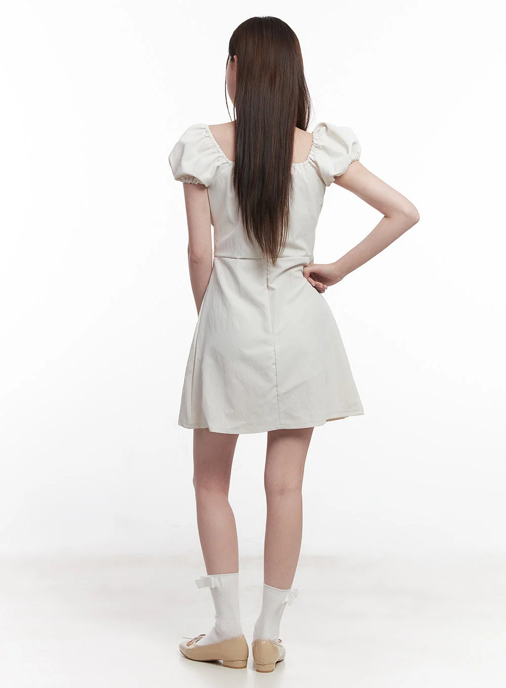 Puff-Sleeve Shirring Mini Dress CY515 - Image 9