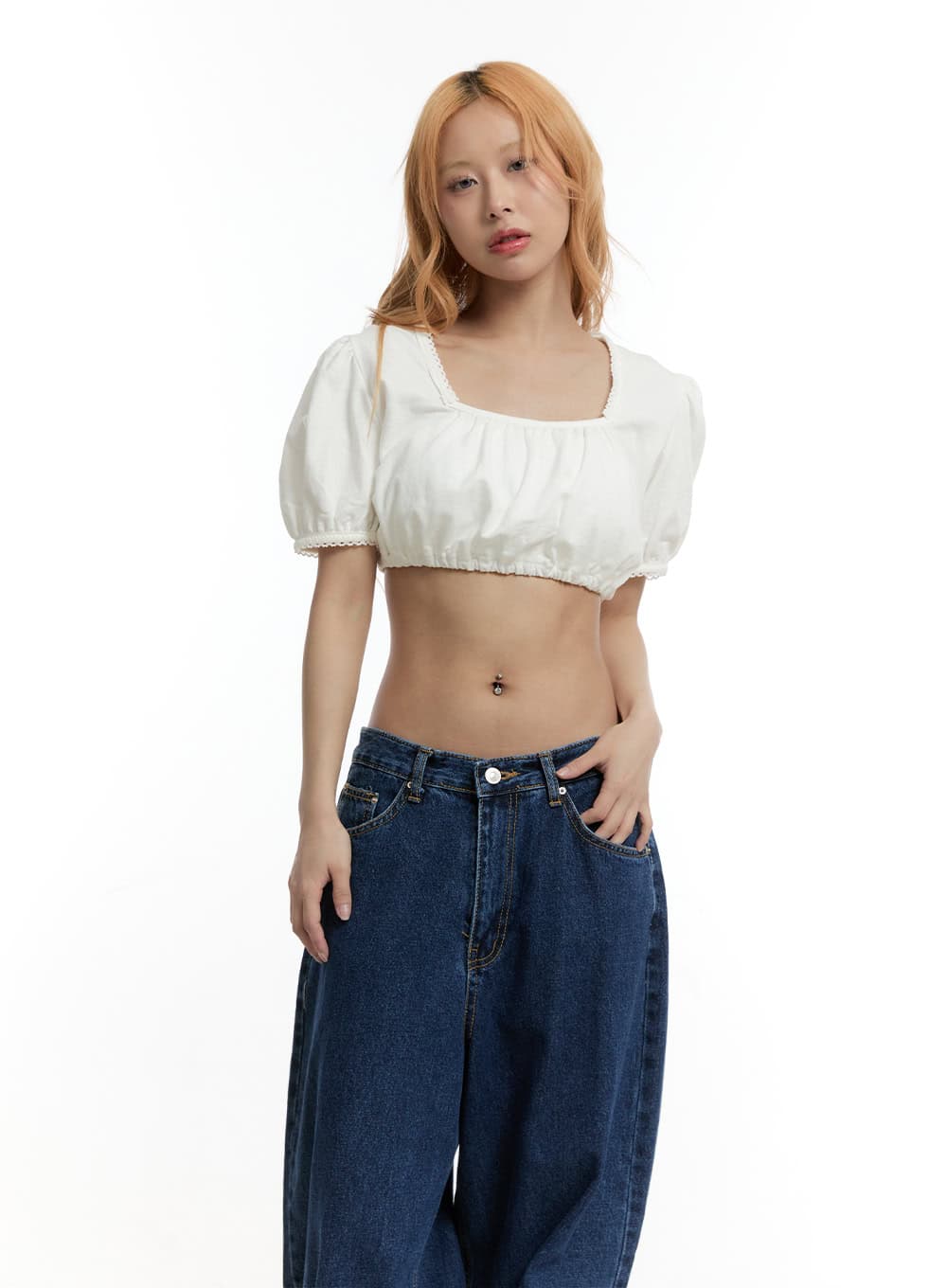 Puff Square Ruffle Crop Top CY501 - Image 9