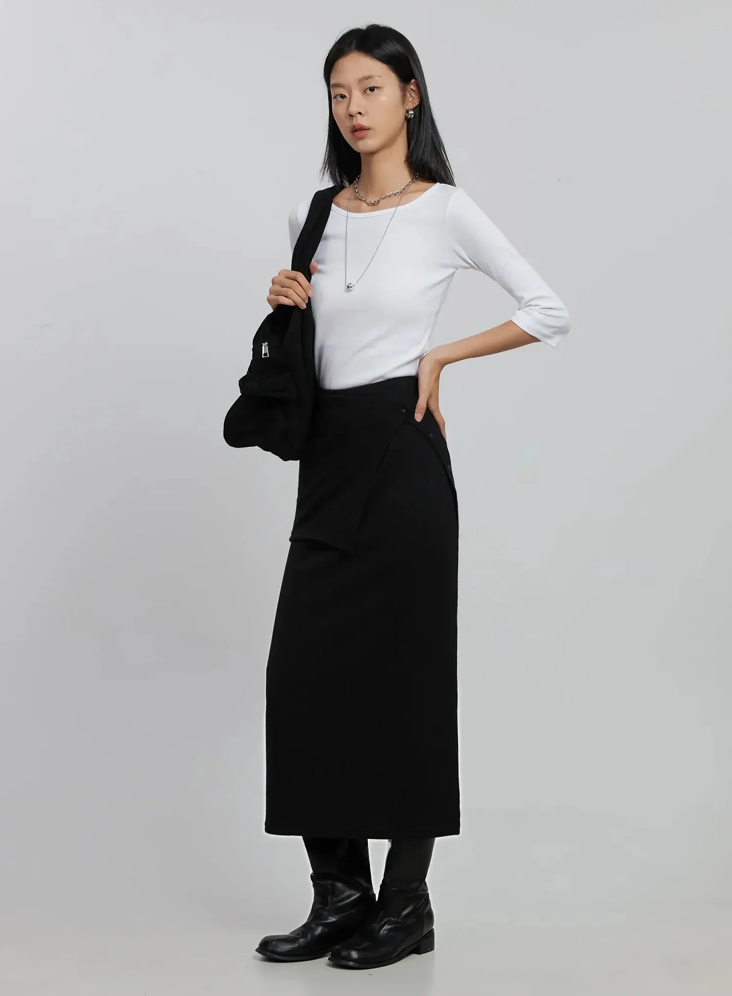 Quarter Sleeve Round Neck Top ID516
