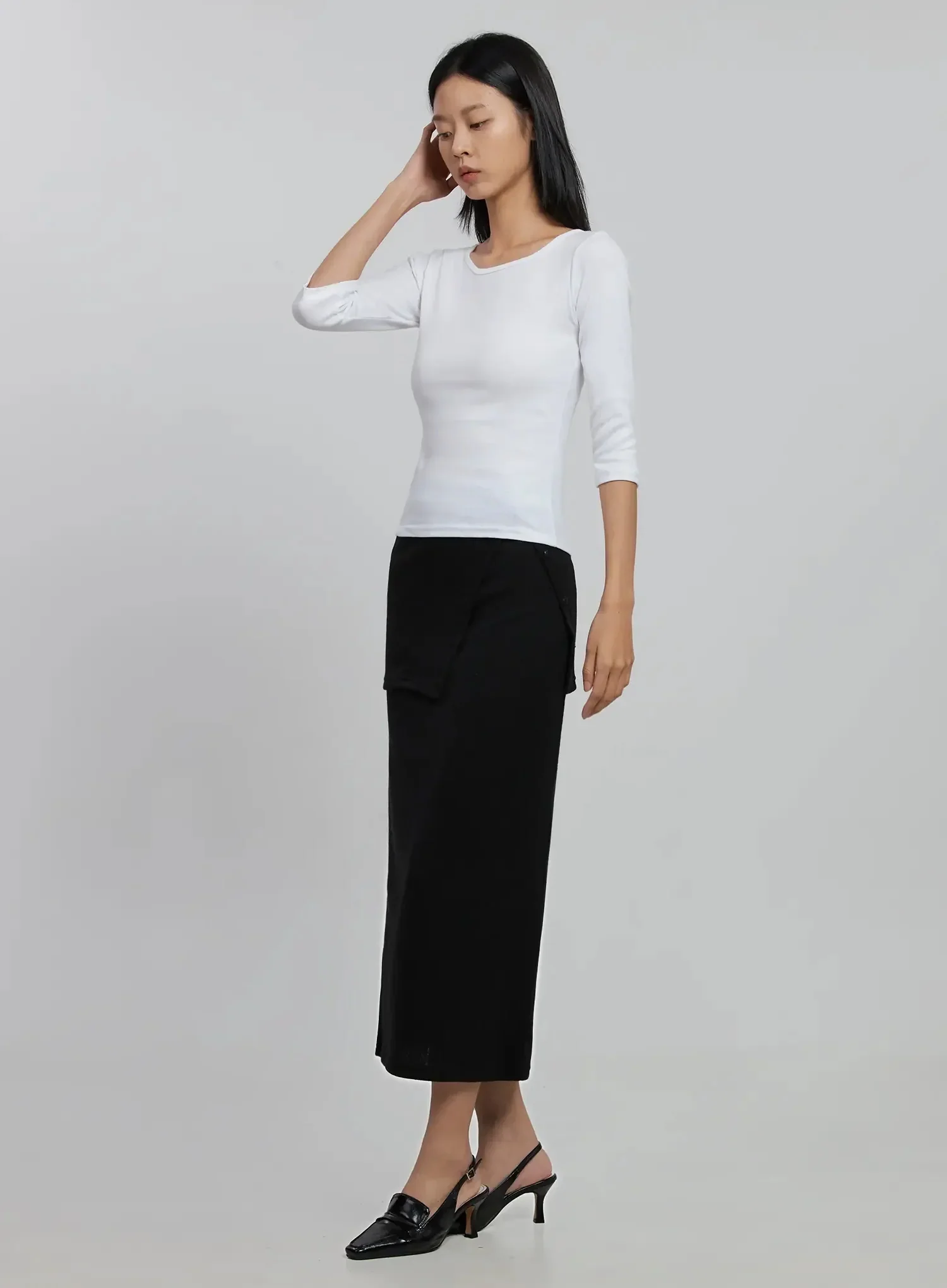 Quarter Sleeve Round Neck Top ID516 - Image 10