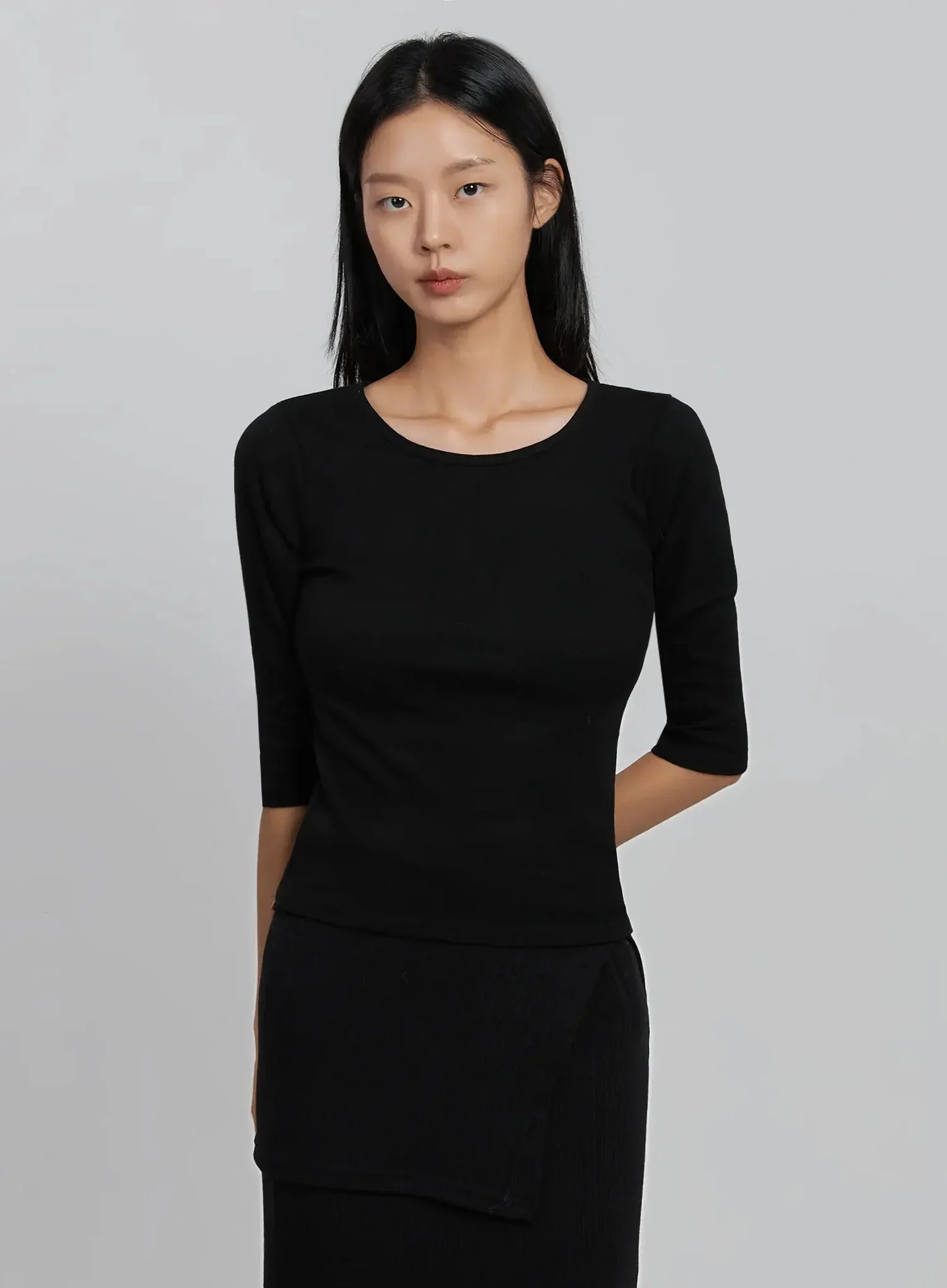 Quarter Sleeve Round Neck Top ID516 - Image 13
