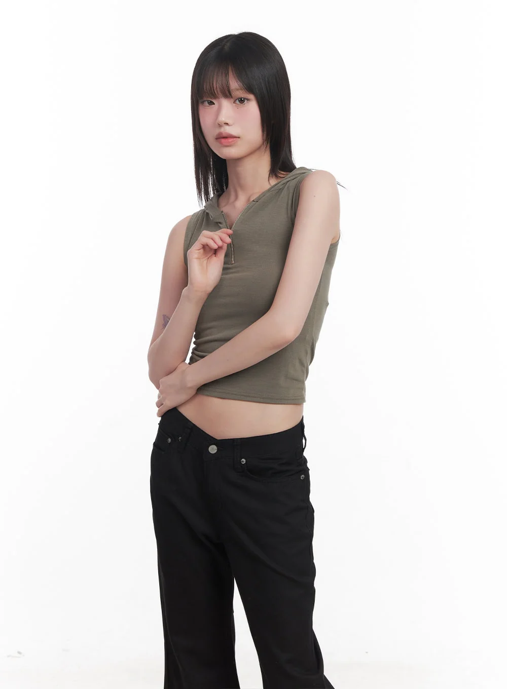 Quarter-Zip Sleeveless Hoodie CU505 - Image 10