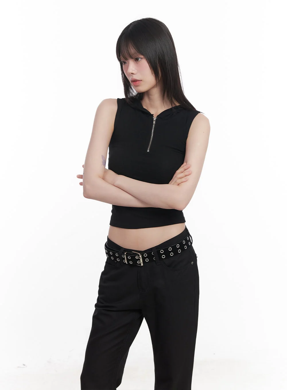 Quarter-Zip Sleeveless Hoodie CU505 - Image 12