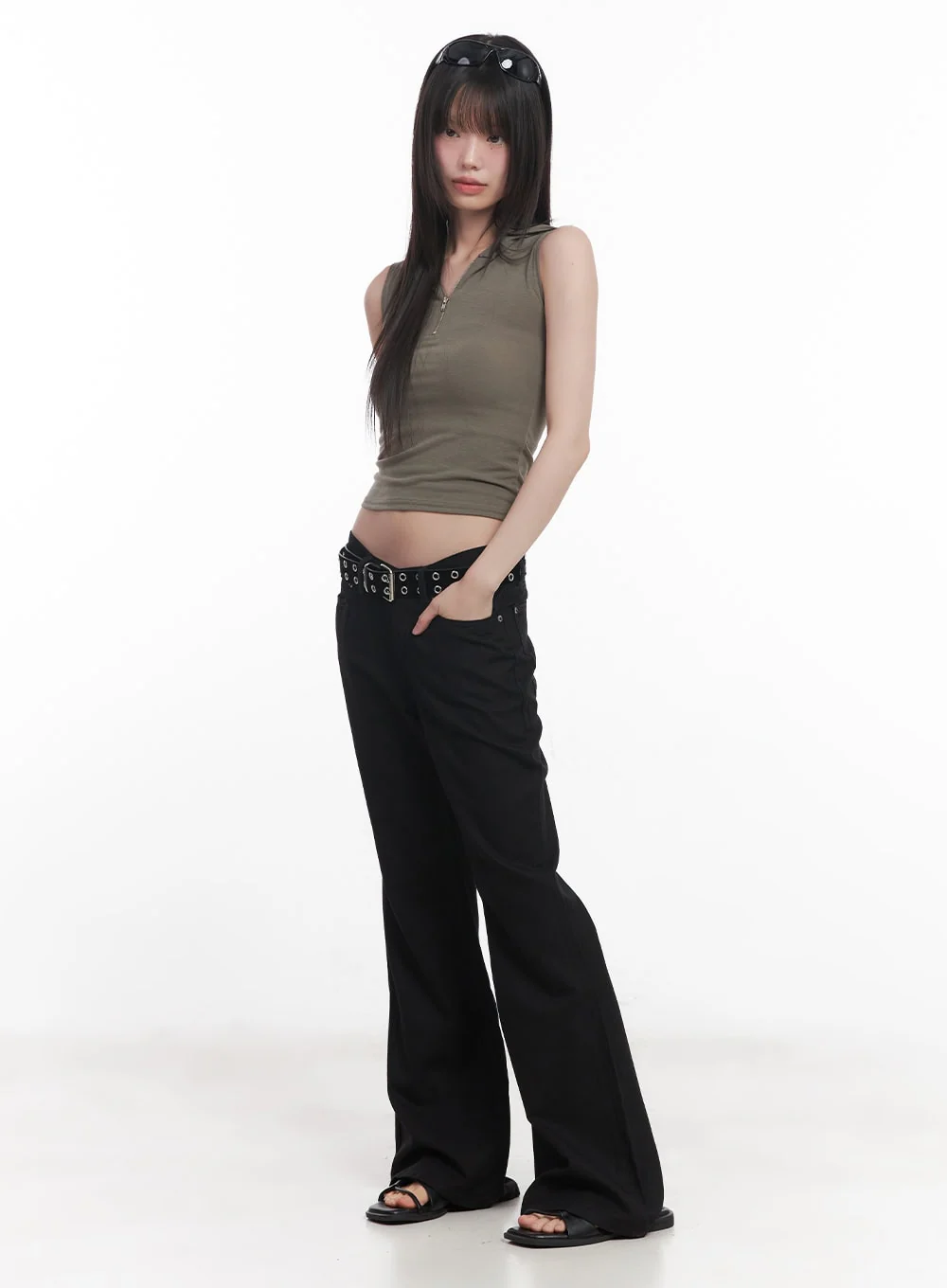 Quarter-Zip Sleeveless Hoodie CU505 - Image 2