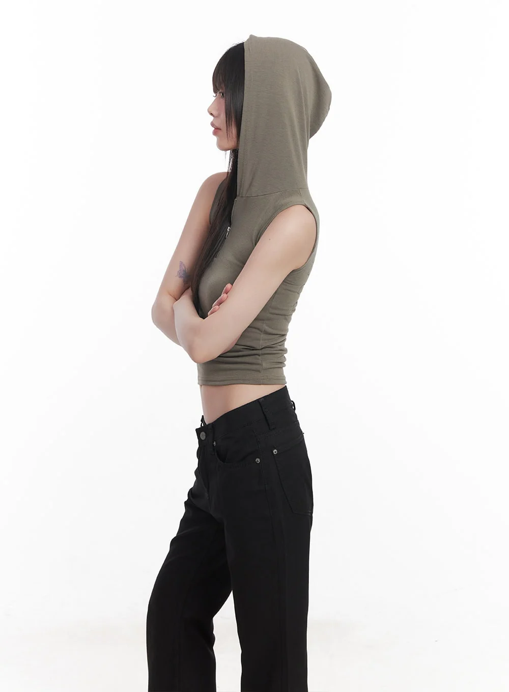 Quarter-Zip Sleeveless Hoodie CU505 - Image 6