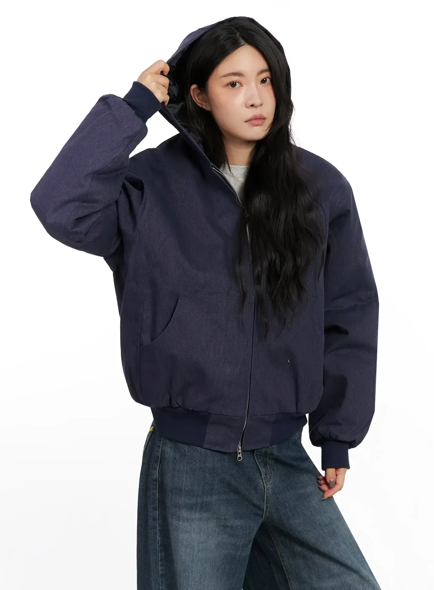 Quilted Lined Hooded Zip-Up Jacket IN528 - Image 2