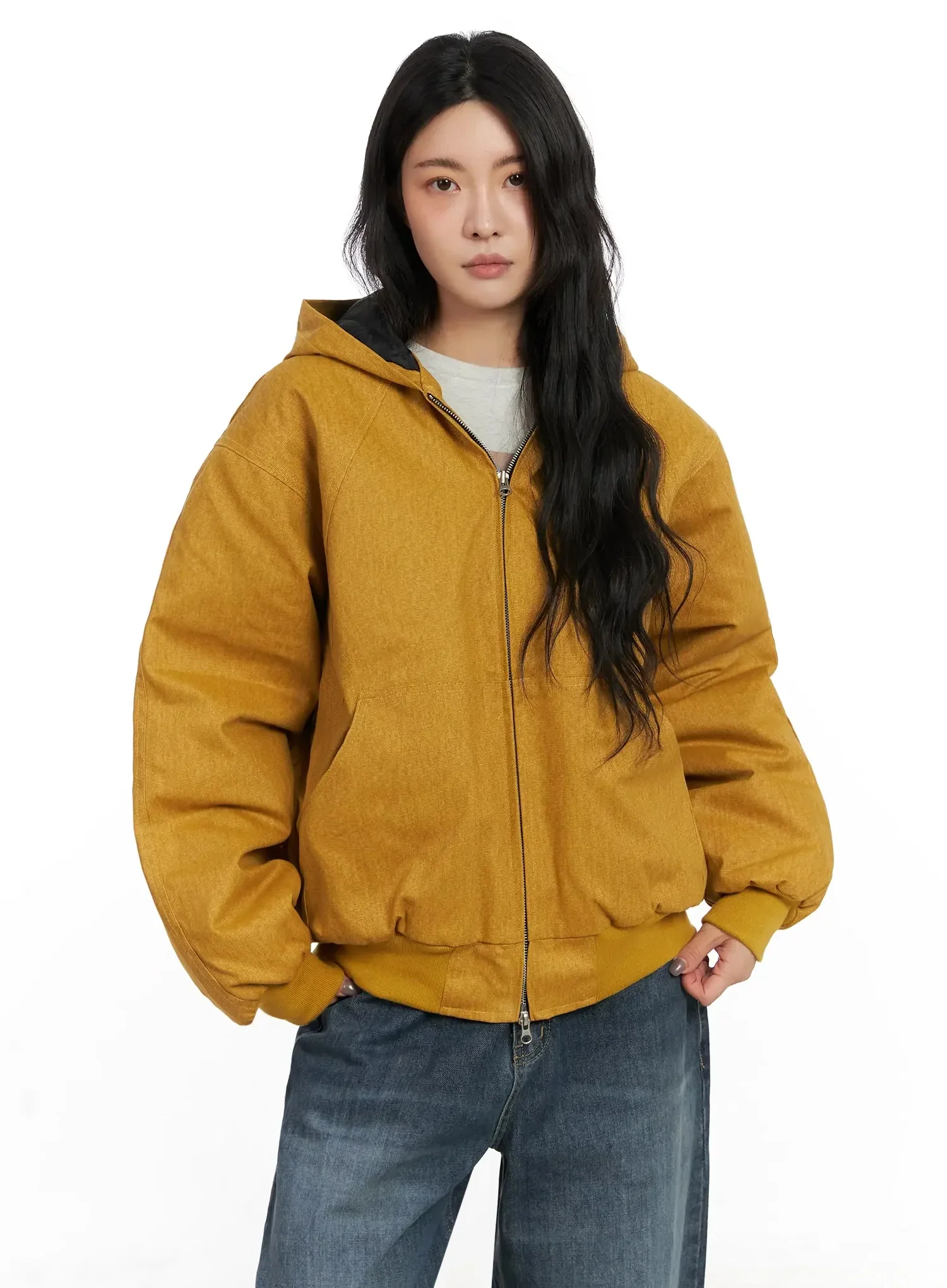 Quilted Lined Hooded Zip-Up Jacket IN528 - Image 3