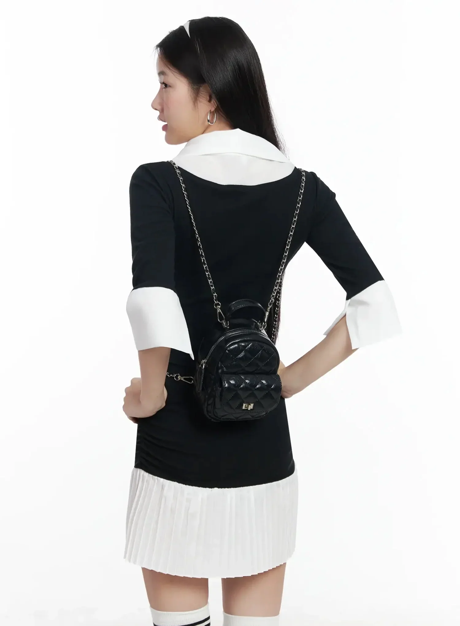 Quilted Mini Chain Backpack IM502 - Image 7