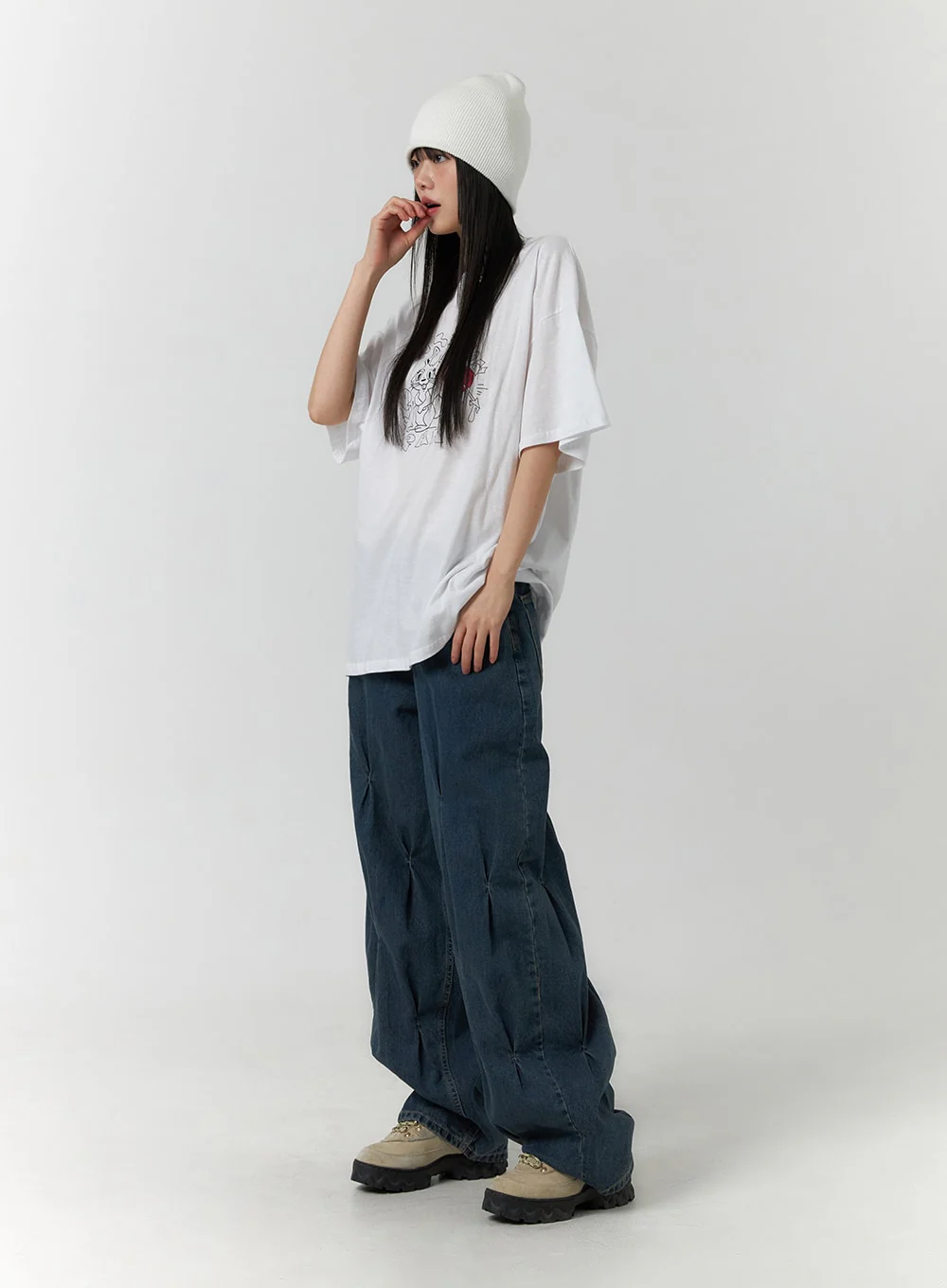 Quilted Wide Leg Denim CF406 - Image 3
