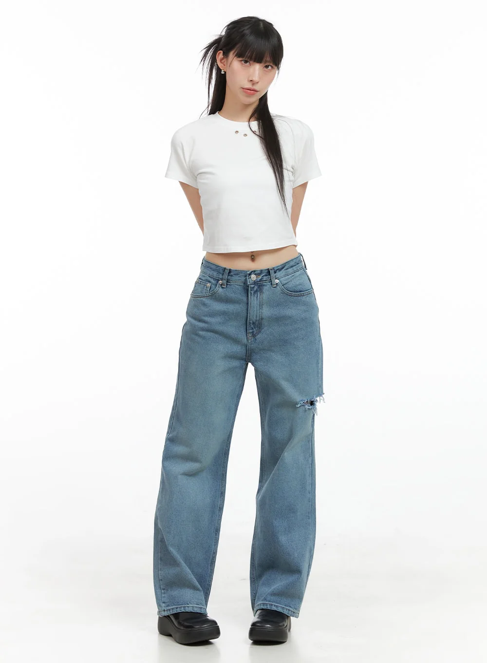 Rae Straight Fit Distressed Denim Jeans CG408 - Image 2
