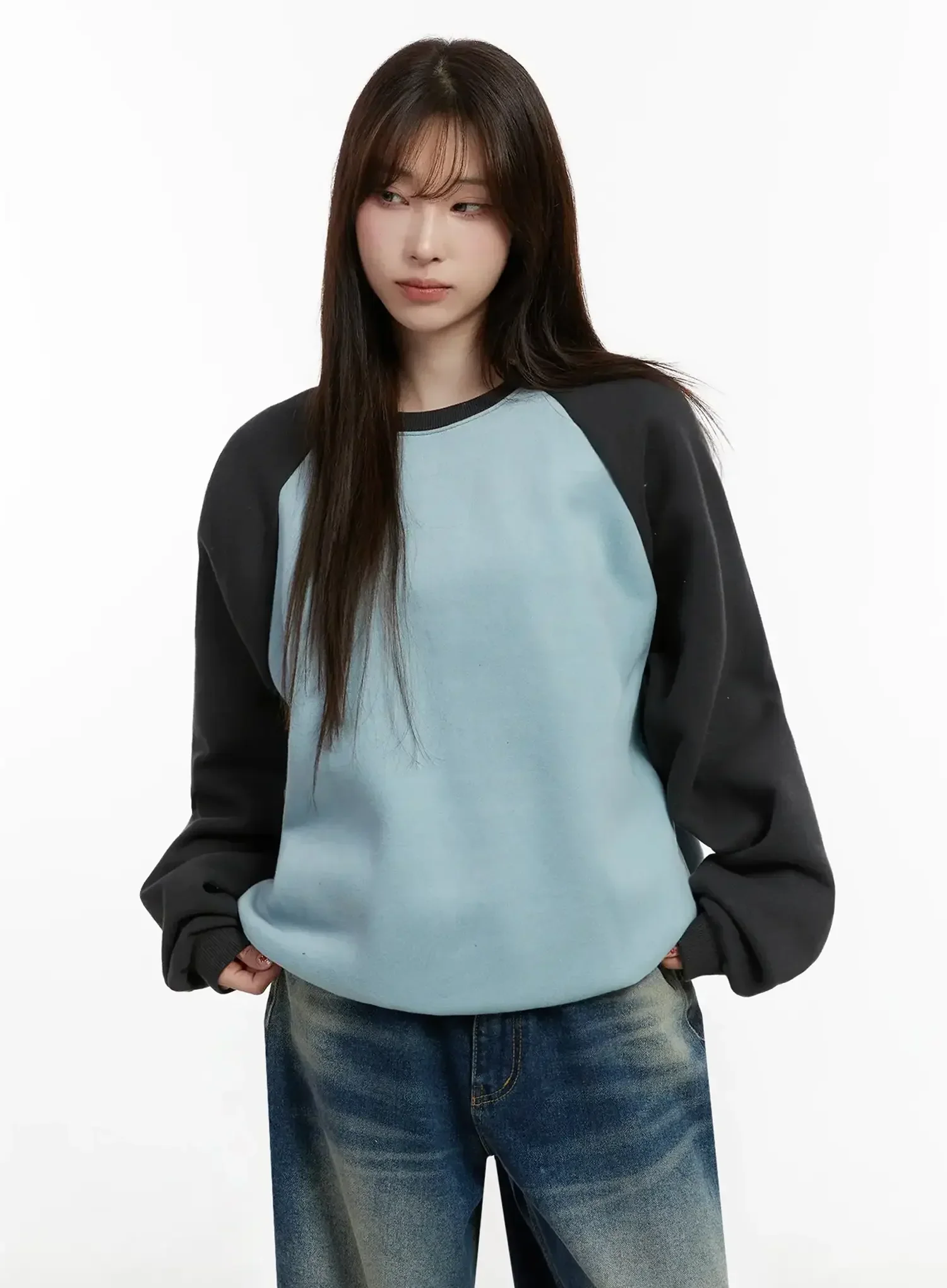 Raglan Sleeve Fleece Sweatshirt IJ516 - Image 12